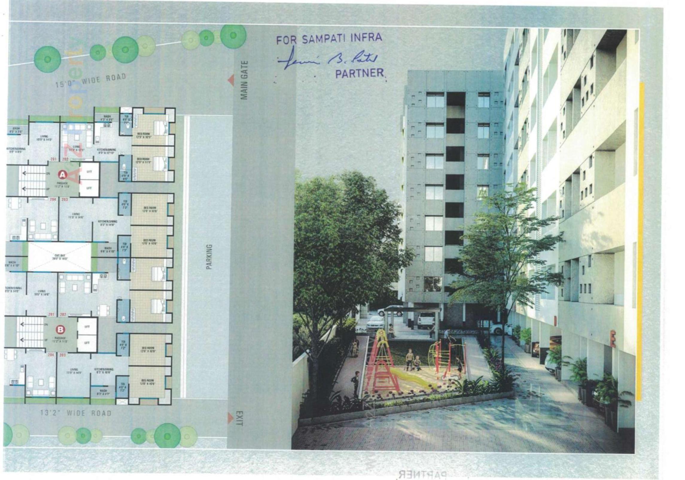 Layout of real estate project Dev Shrustee located at Dindoli, Surat, Gujarat