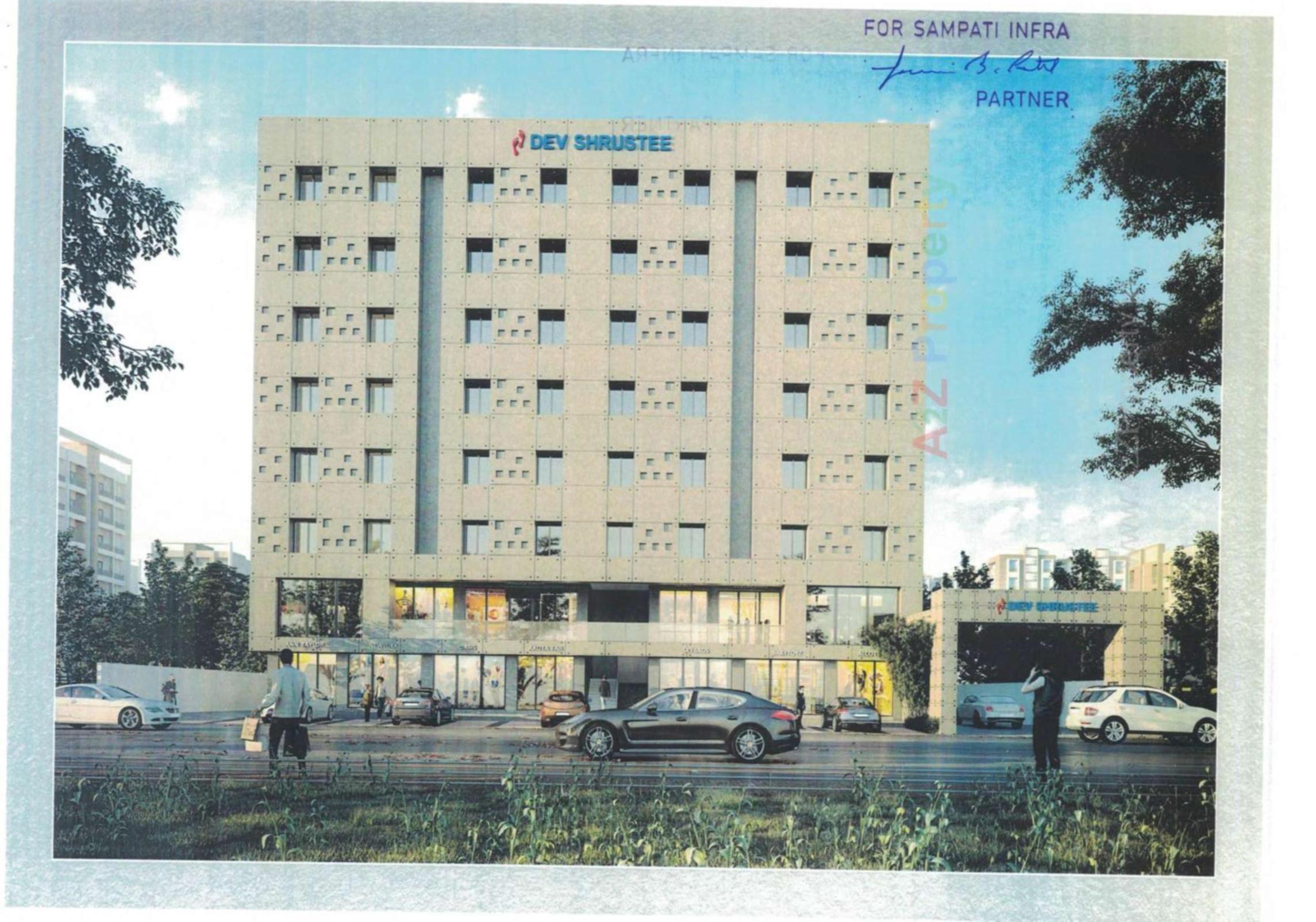 3D Elevation of real estate project Dev Shrustee located at Dindoli, Surat, Gujarat