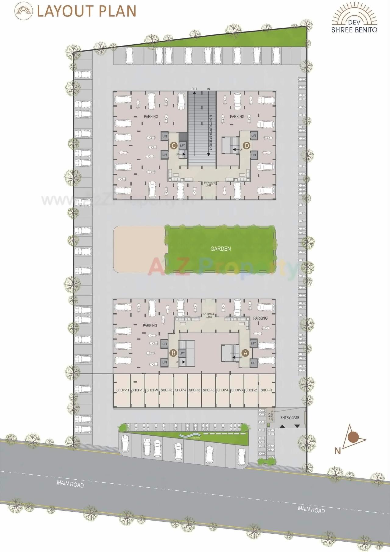 Layout of real estate project Devshree Benito located at Vanakla, Surat, Gujarat