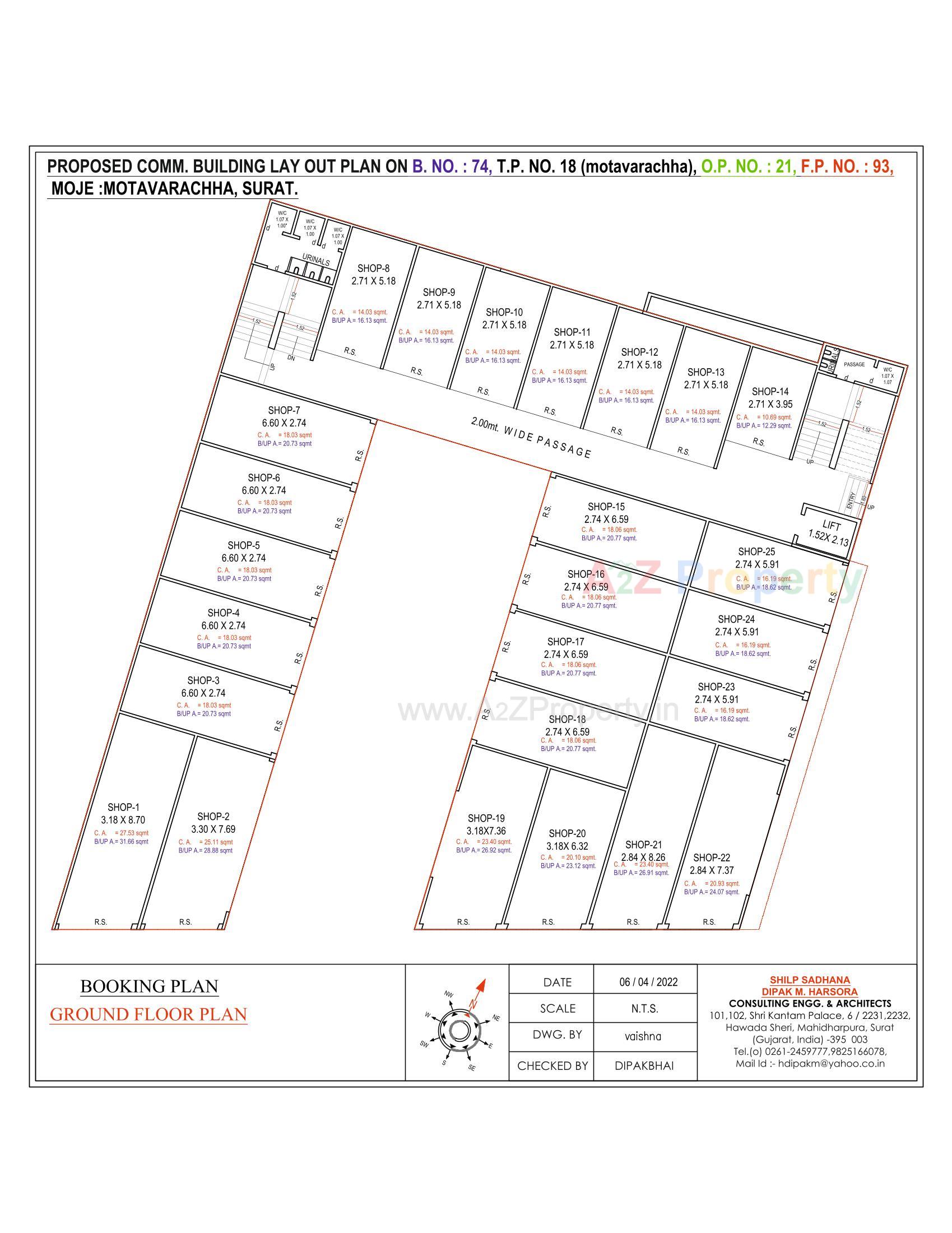 Layout of real estate project Dhara Trade Center located at Mo, Surat, Gujarat