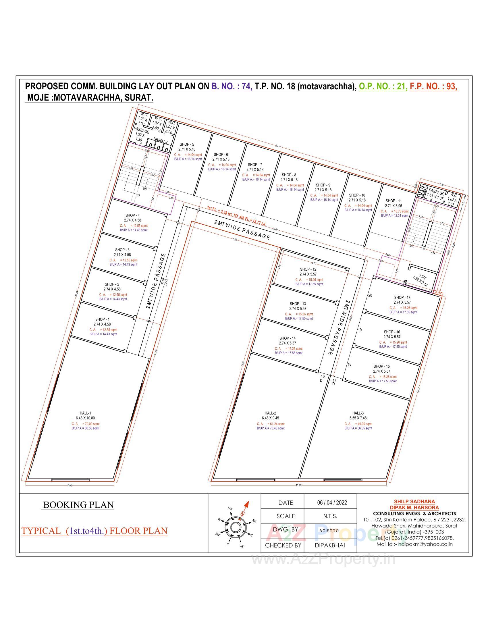 Layout of real estate project Dhara Trade Center located at Mo, Surat, Gujarat