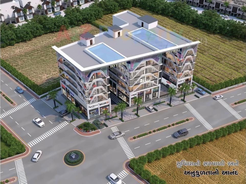 3D Elevation of real estate project Divy Mall located at Kosad, Surat, Gujarat