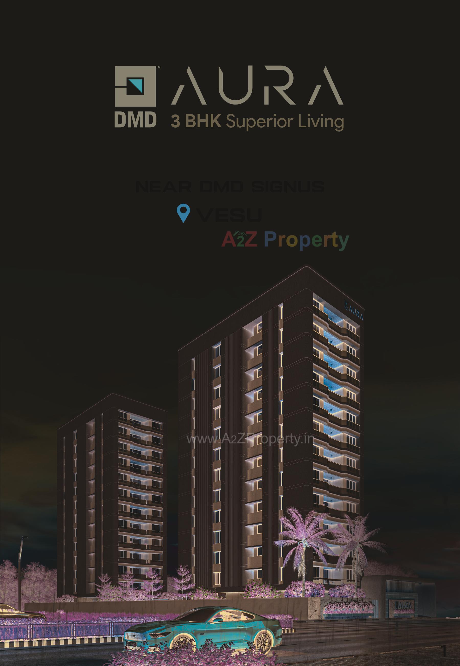 3D Elevation of real estate project Dmd Aura located at Vesu, Surat, Gujarat