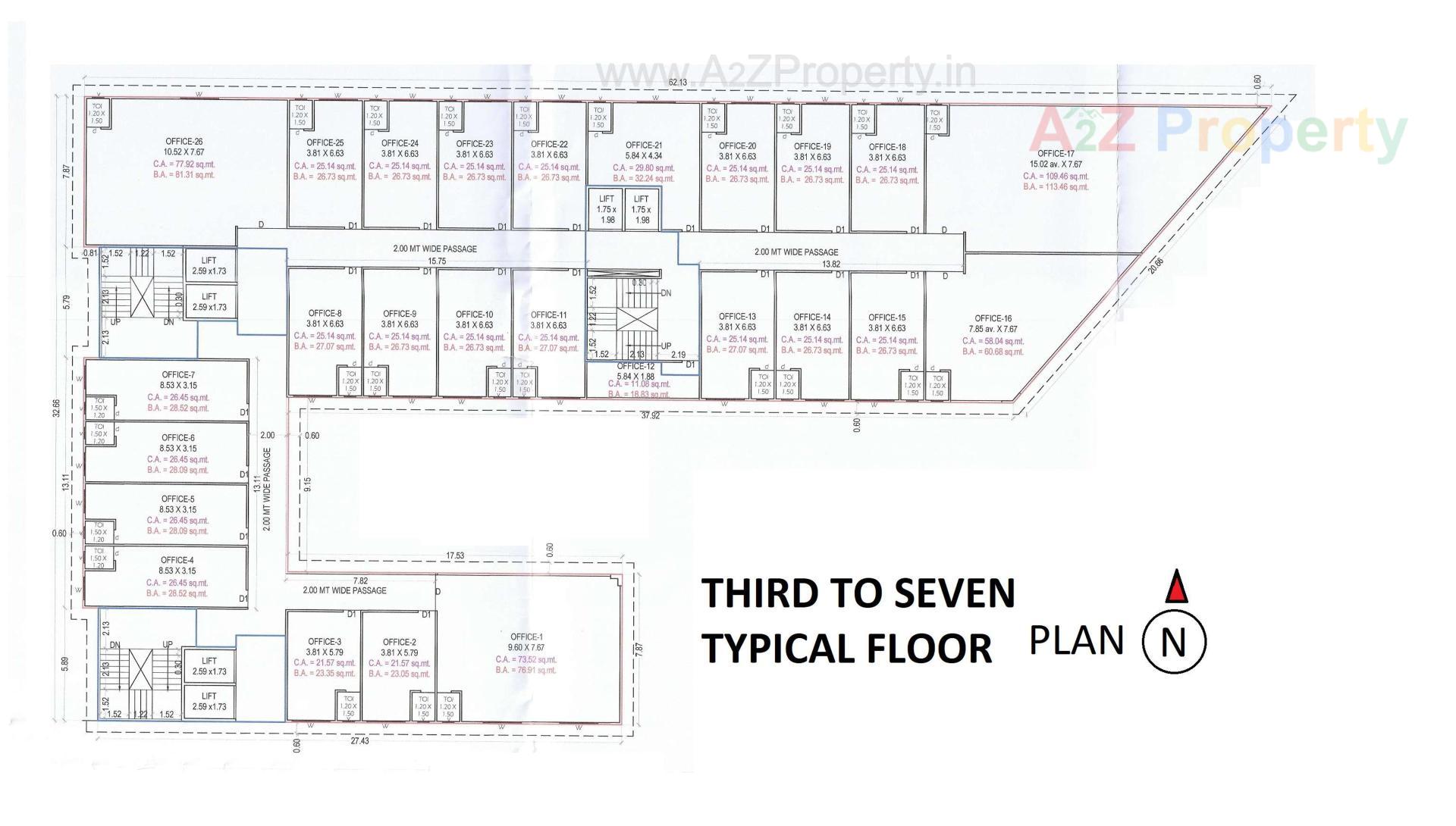 Layout of real estate project Eco Commerz located at Vesu, Surat, Gujarat