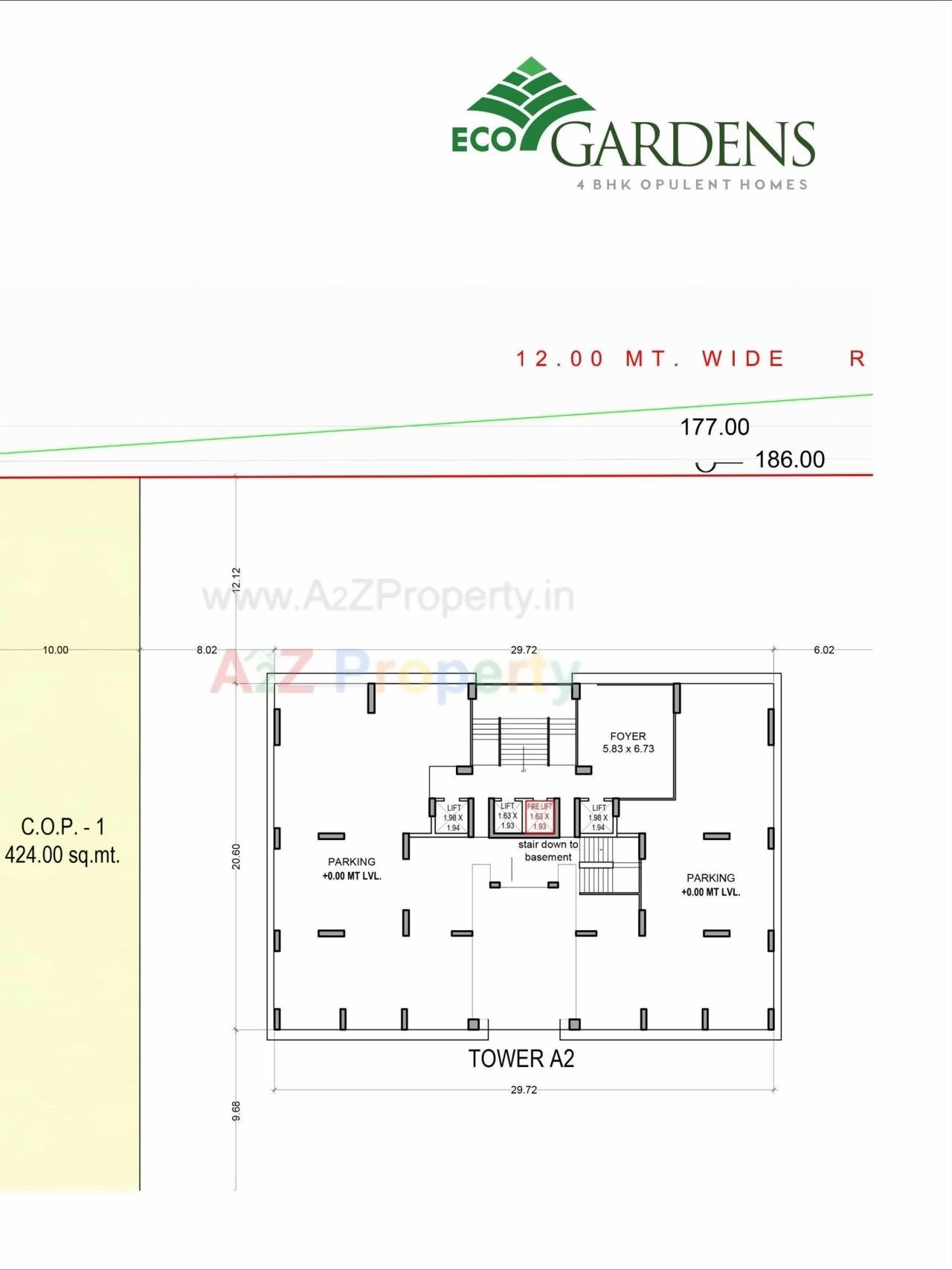 Layout of real estate project Eco Gardens located at Vesu, Surat, Gujarat