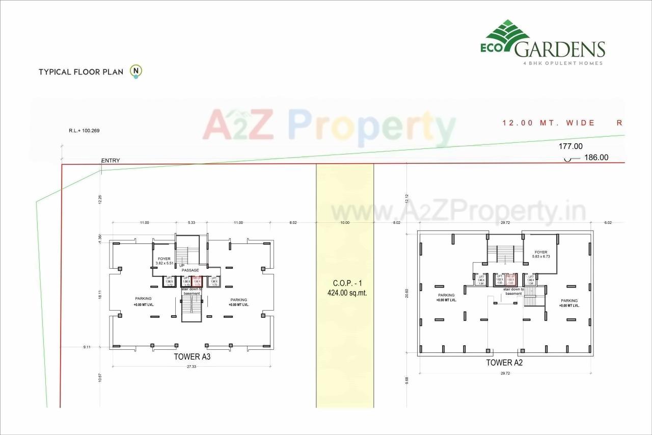 Layout of real estate project Eco Gardens located at Vesu, Surat, Gujarat