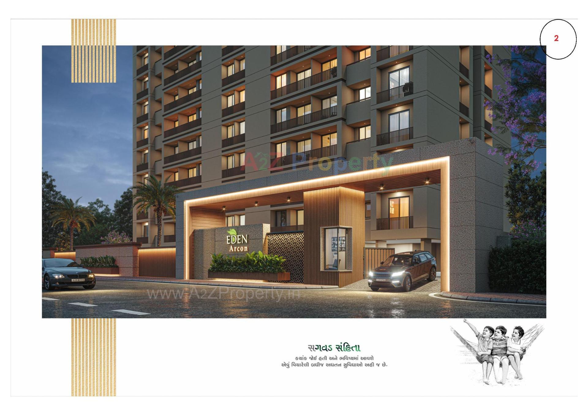3D Elevation of real estate project Eden Arcon located at Sarthana, Surat, Gujarat