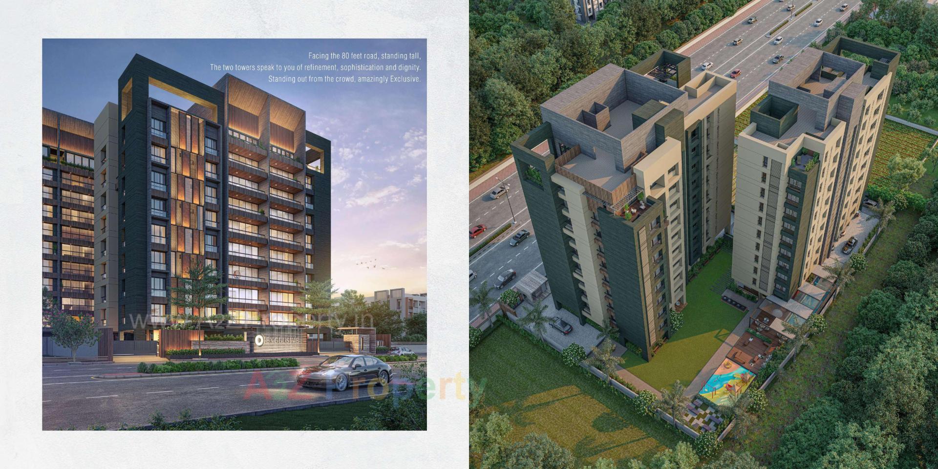 3D Elevation of real estate project Exclusive located at Rander, Surat, Gujarat