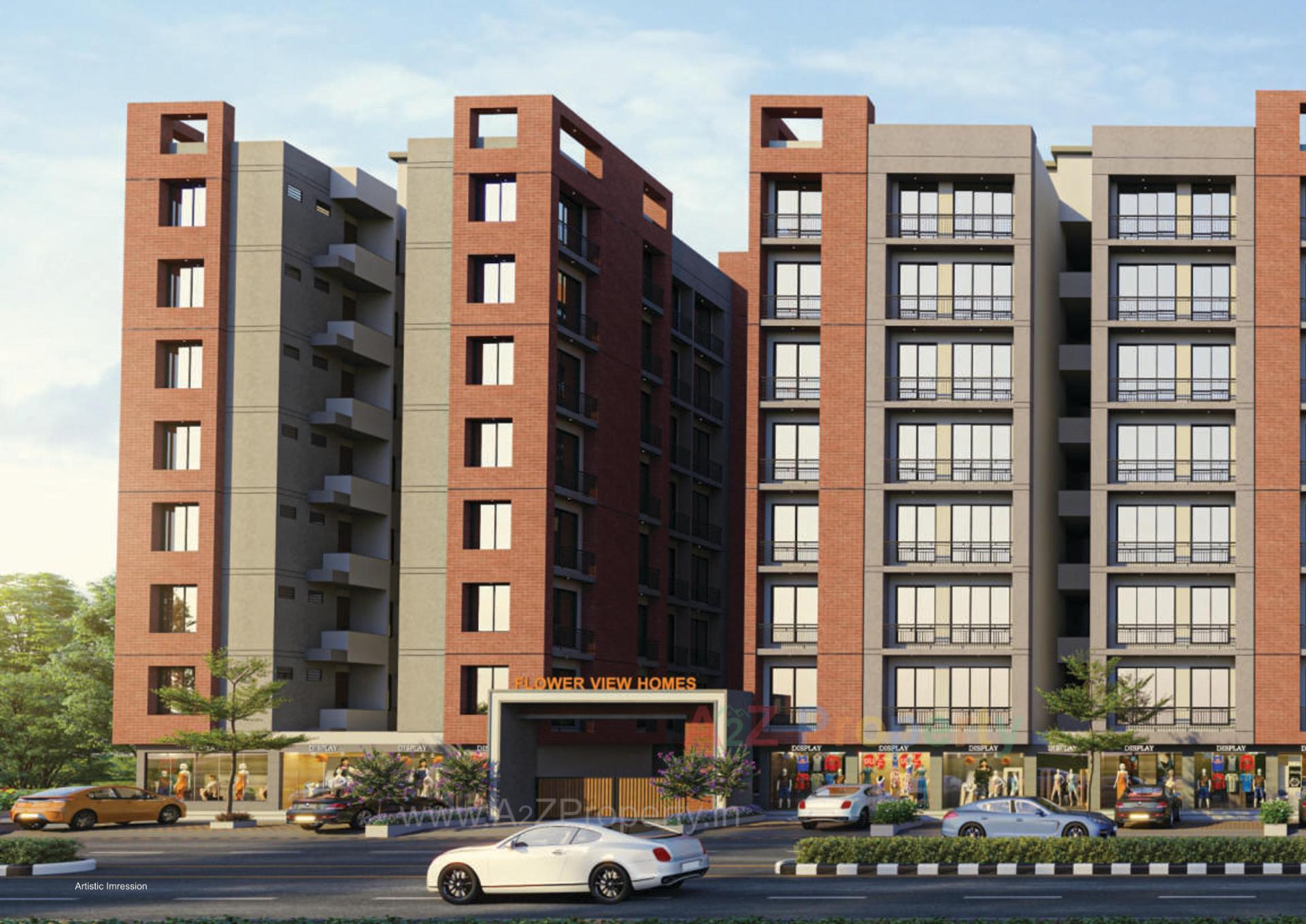 3D Elevation of real estate project Flower View Homes located at Dindoli, Surat, Gujarat
