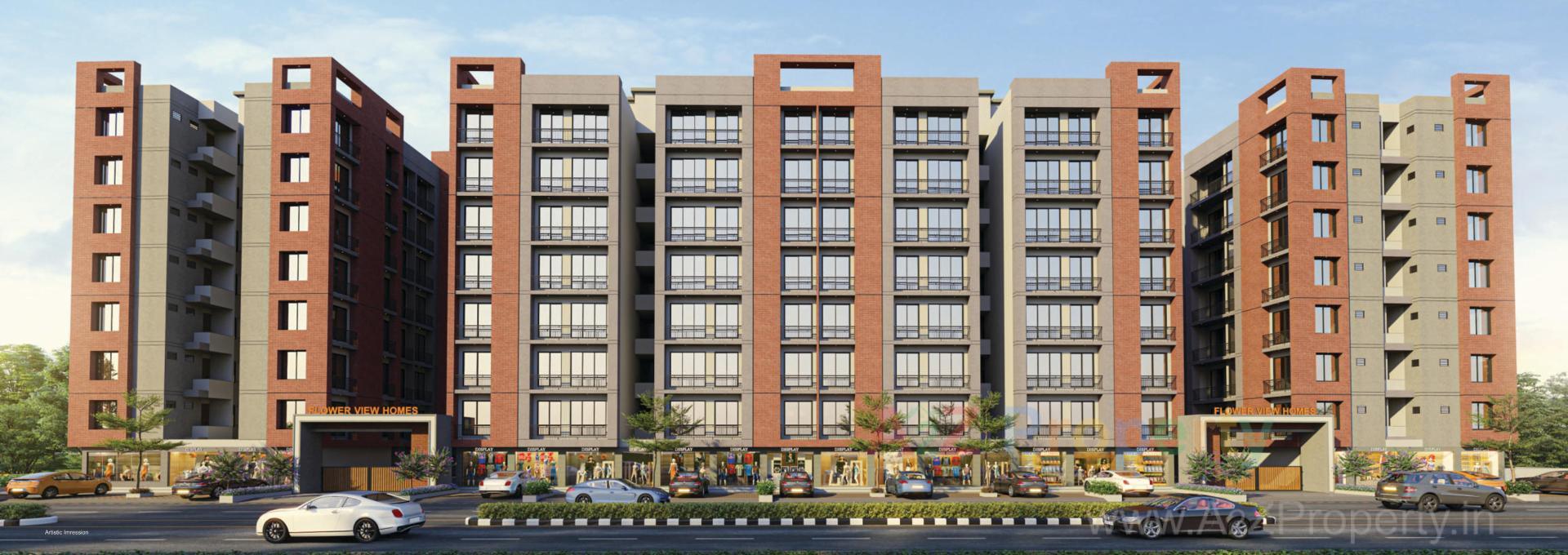 3D Elevation of real estate project Flower View Homes located at Dindoli, Surat, Gujarat