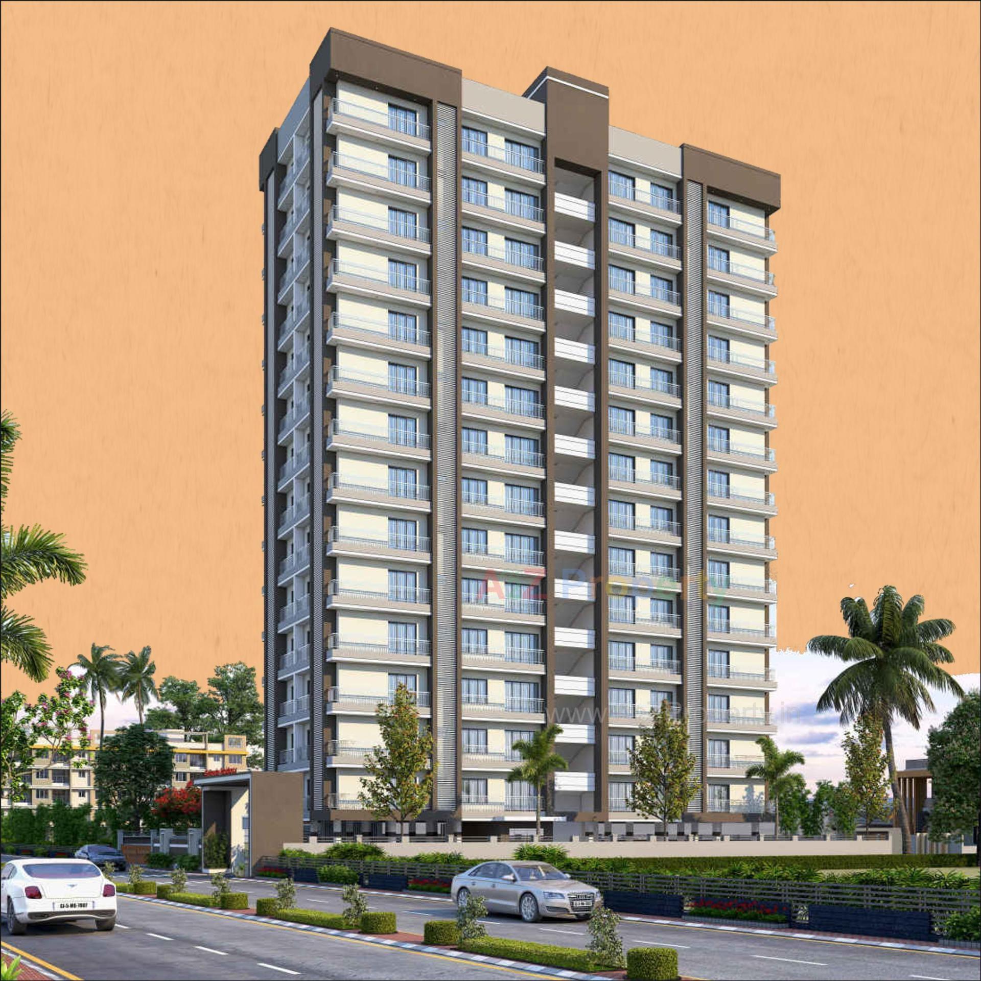 3D Elevation of real estate project Girikandra Residency located at Puna, Surat, Gujarat