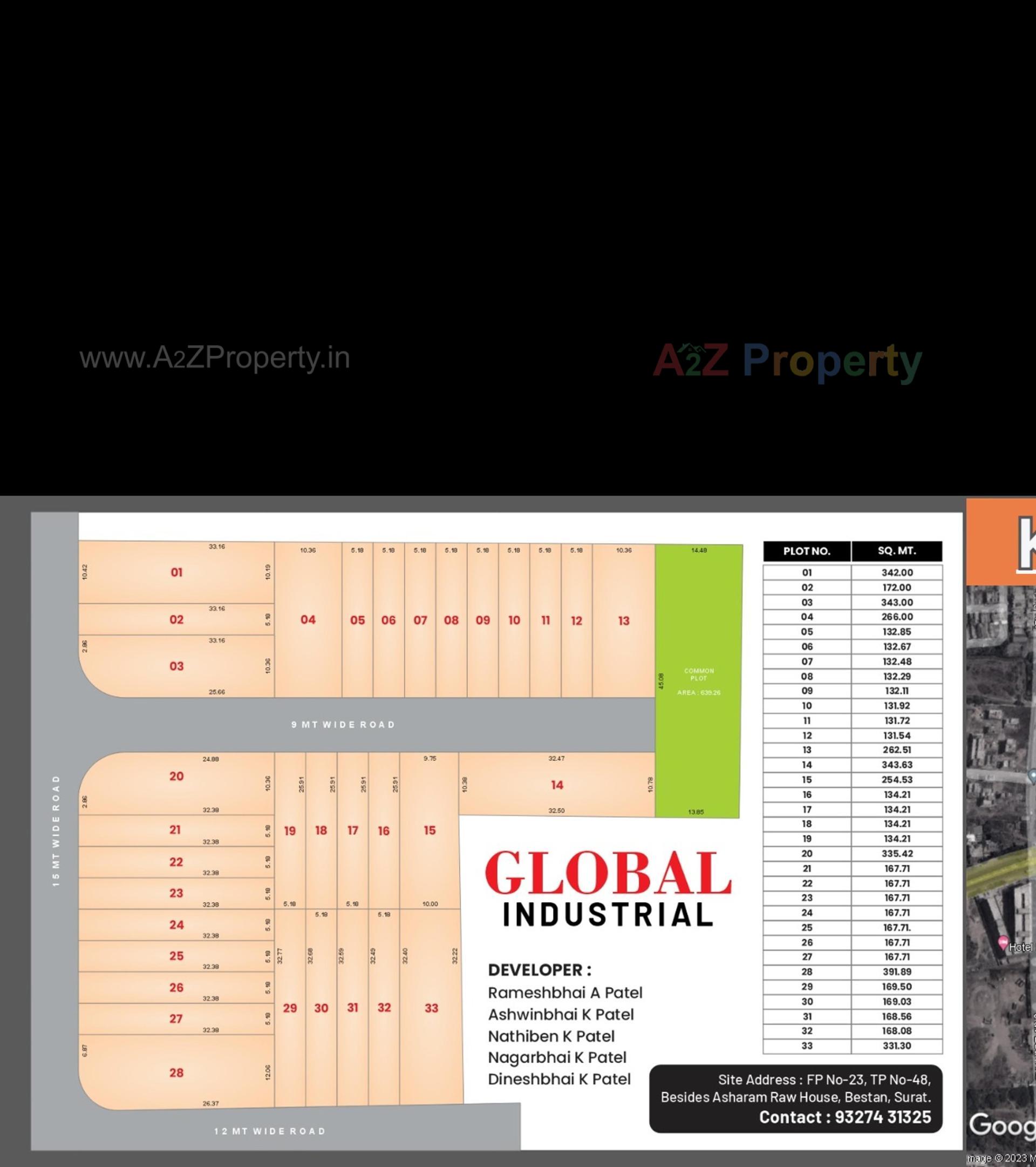 Layout of real estate project Global Industrial located at Bhestan, Surat, Gujarat