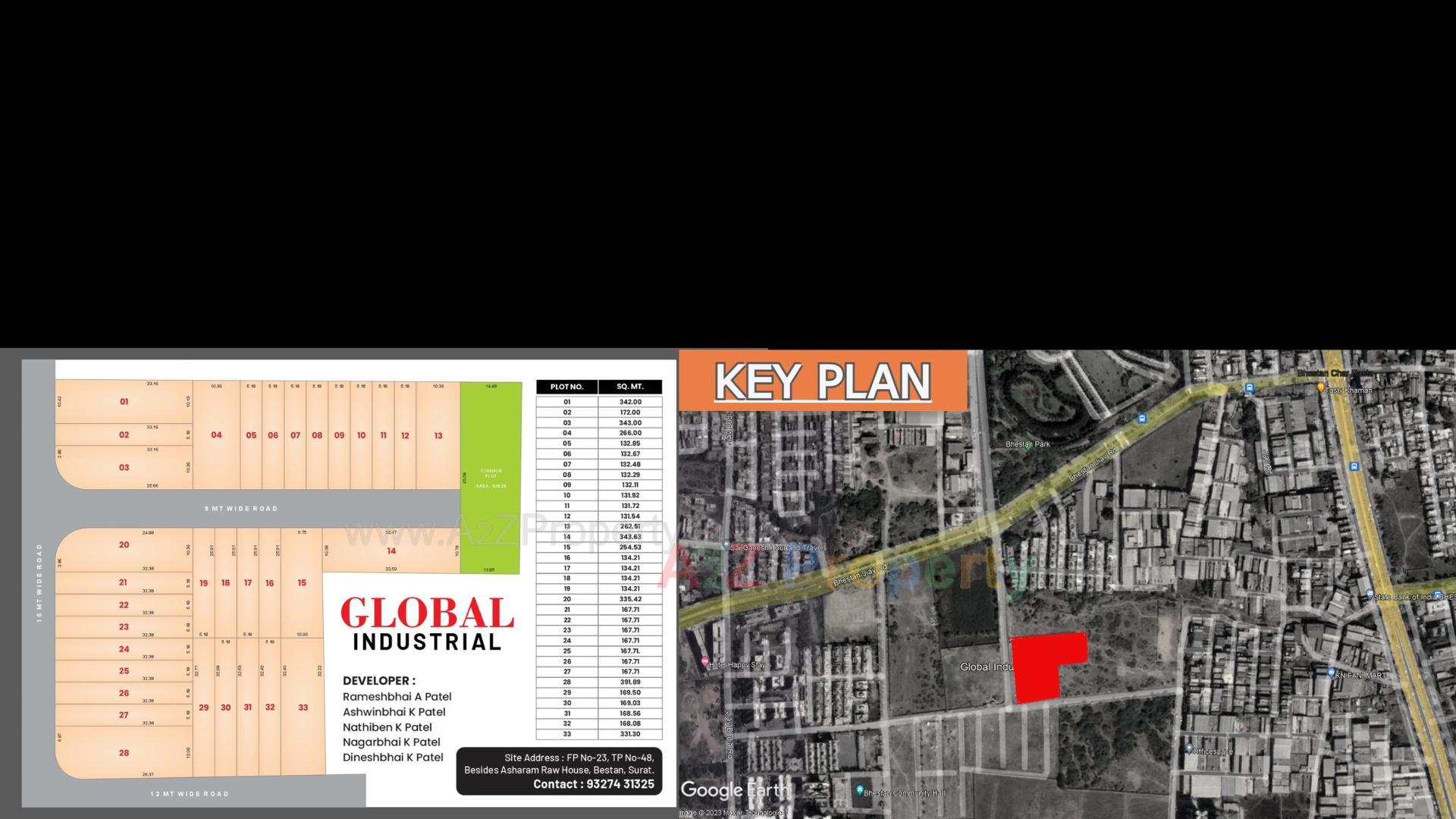 Layout of real estate project Global Industrial located at Bhestan, Surat, Gujarat