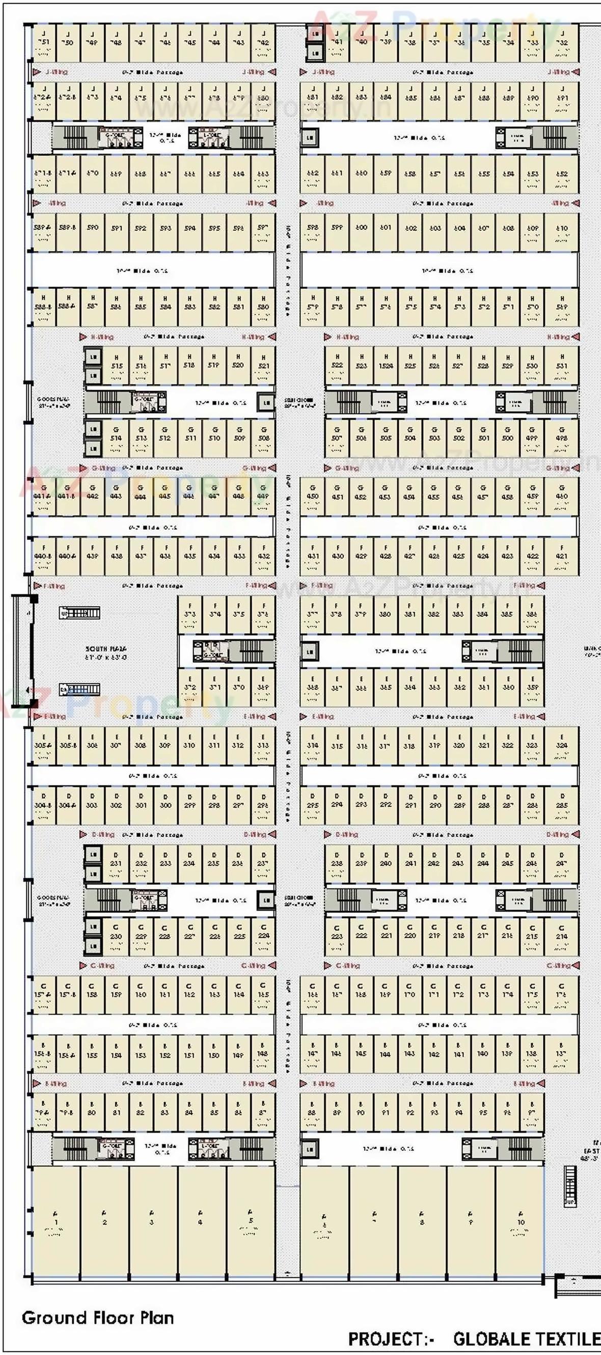 Layout of real estate project Globale Textile Market located at Umarwada, Surat, Gujarat