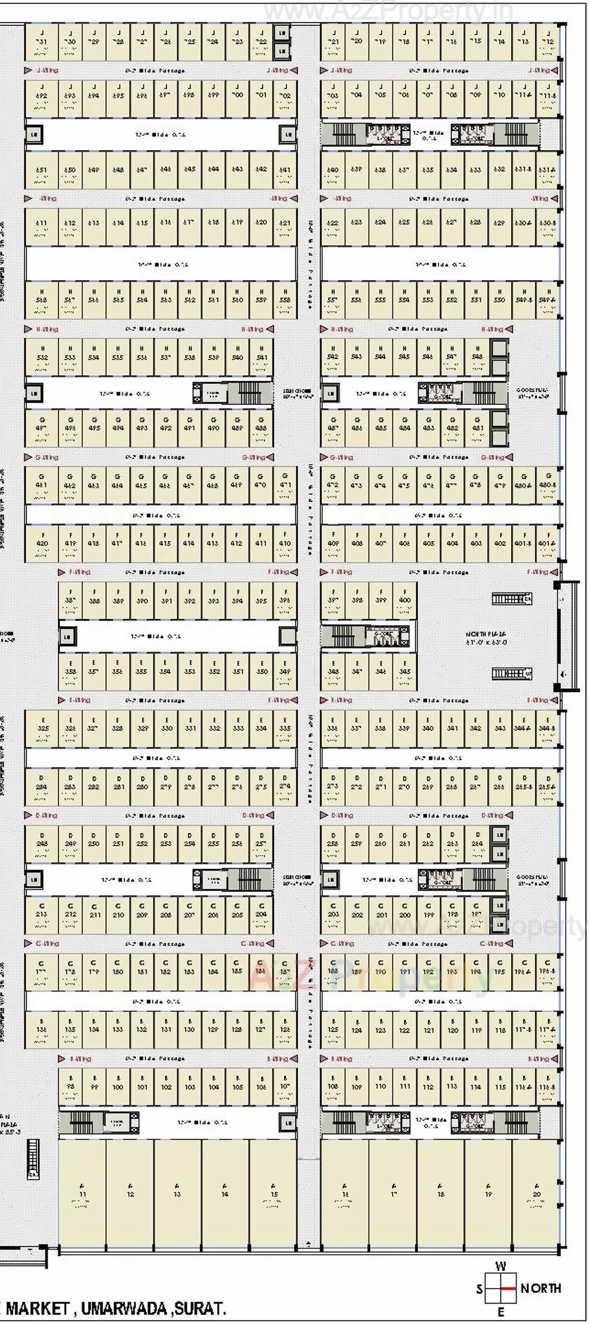 Layout of real estate project Globale Textile Market located at Umarwada, Surat, Gujarat