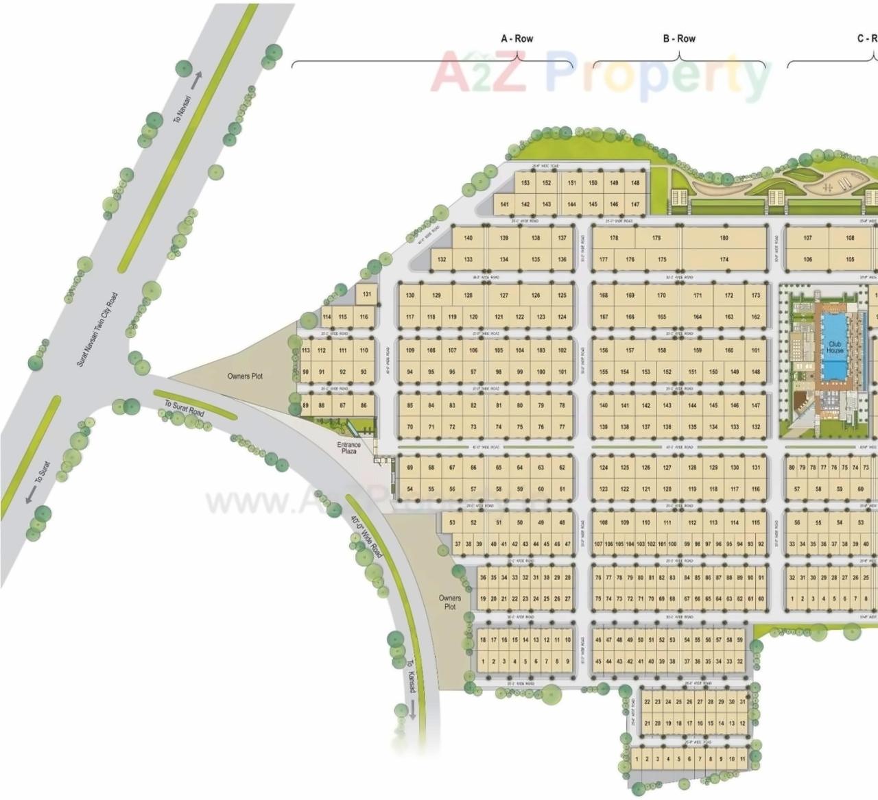 Layout of real estate project Glorina Valley located at Kansad, Surat, Gujarat