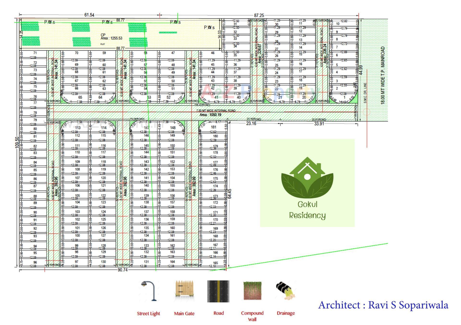 Layout of real estate project Gokul Residency located at Bhestan, Surat, Gujarat