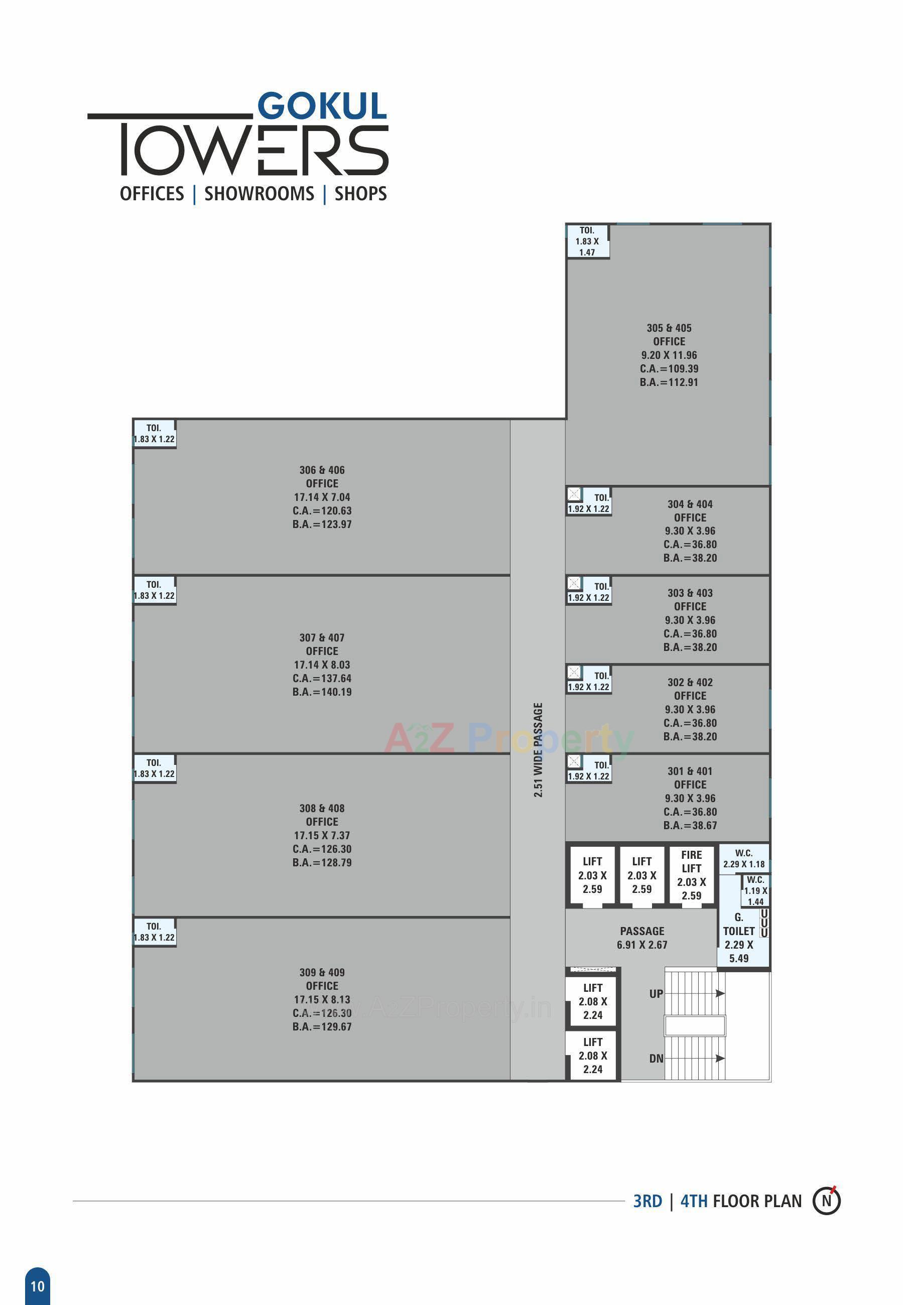 Layout of real estate project Gokul Towers located at Athwa, Surat, Gujarat