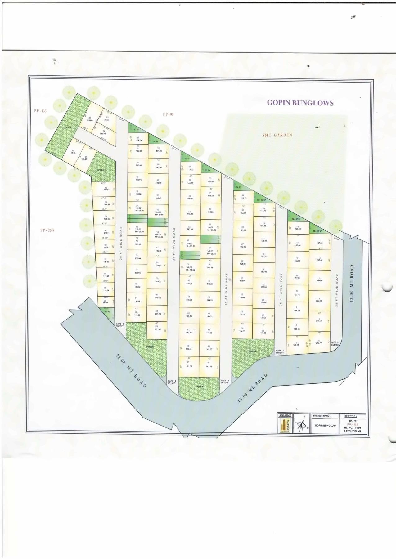 Layout of real estate project Gopin Bunglows located at Ved, Surat, Gujarat