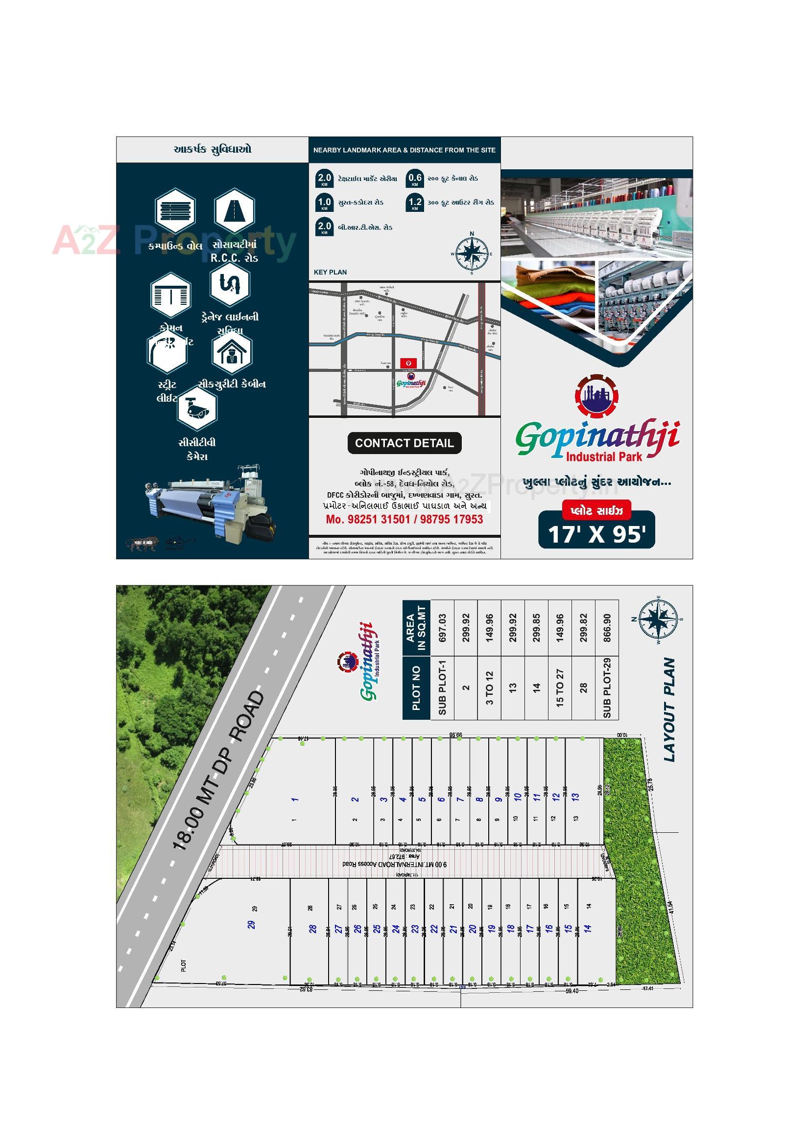 Layout of real estate project Gopinathji Industrial Park located at Dakhanwada, Surat, Gujarat