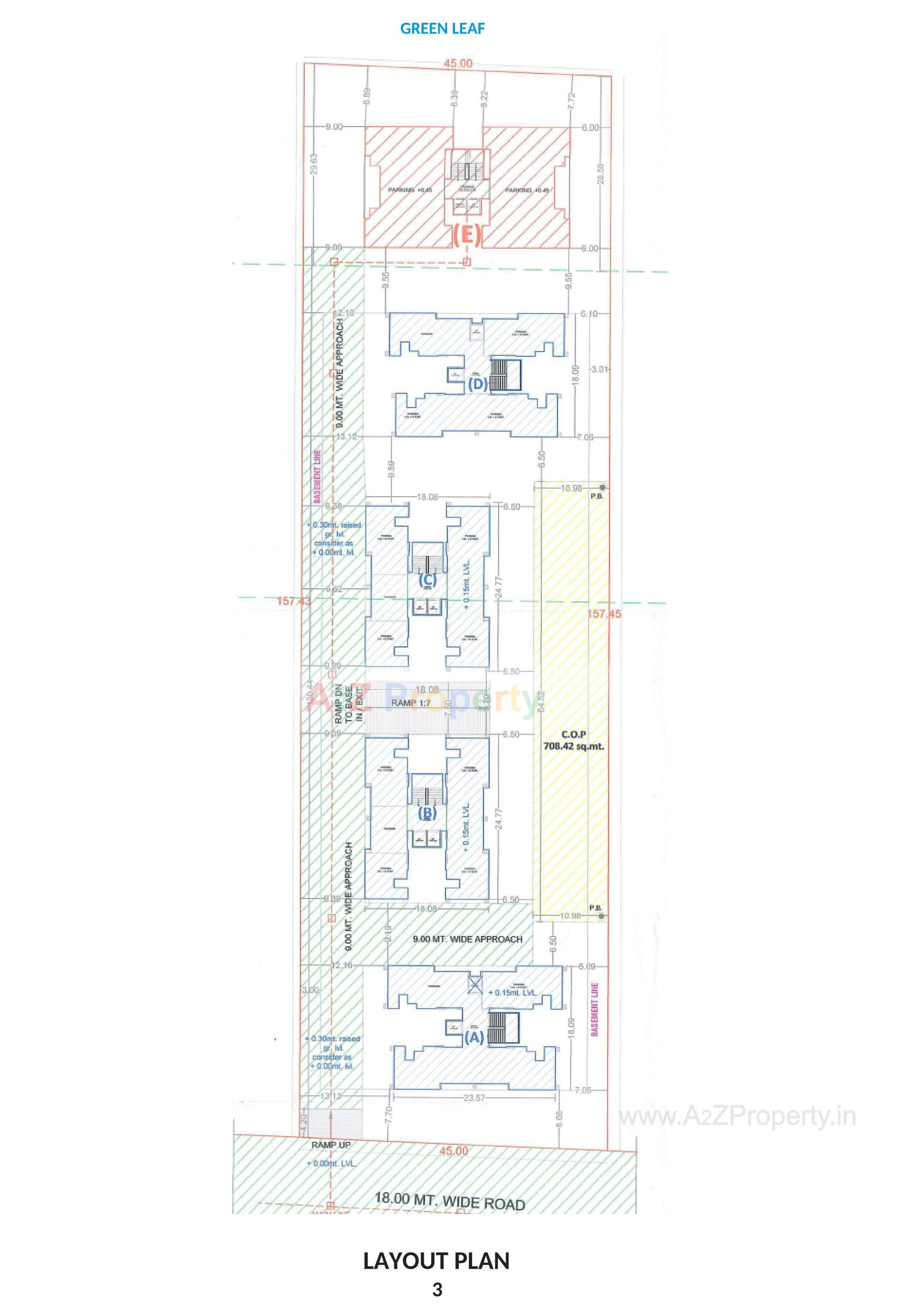 Layout of real estate project Green Leaf located at Vesu, Surat, Gujarat