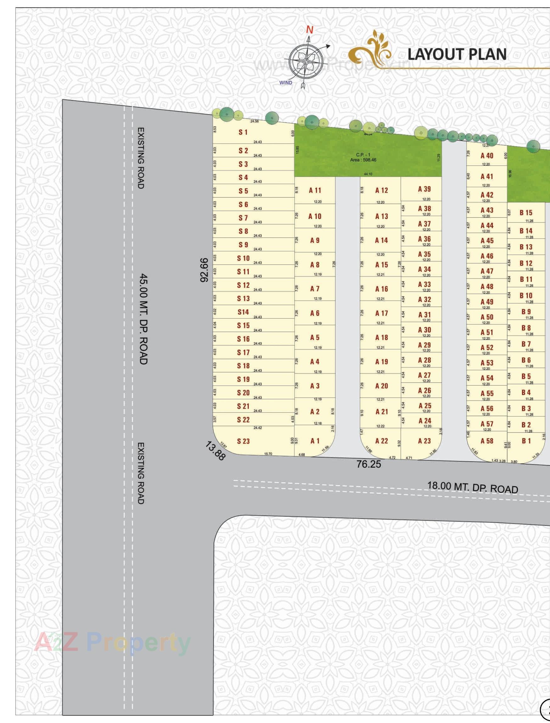 Layout of real estate project Green Residency located at Deladva, Surat, Gujarat