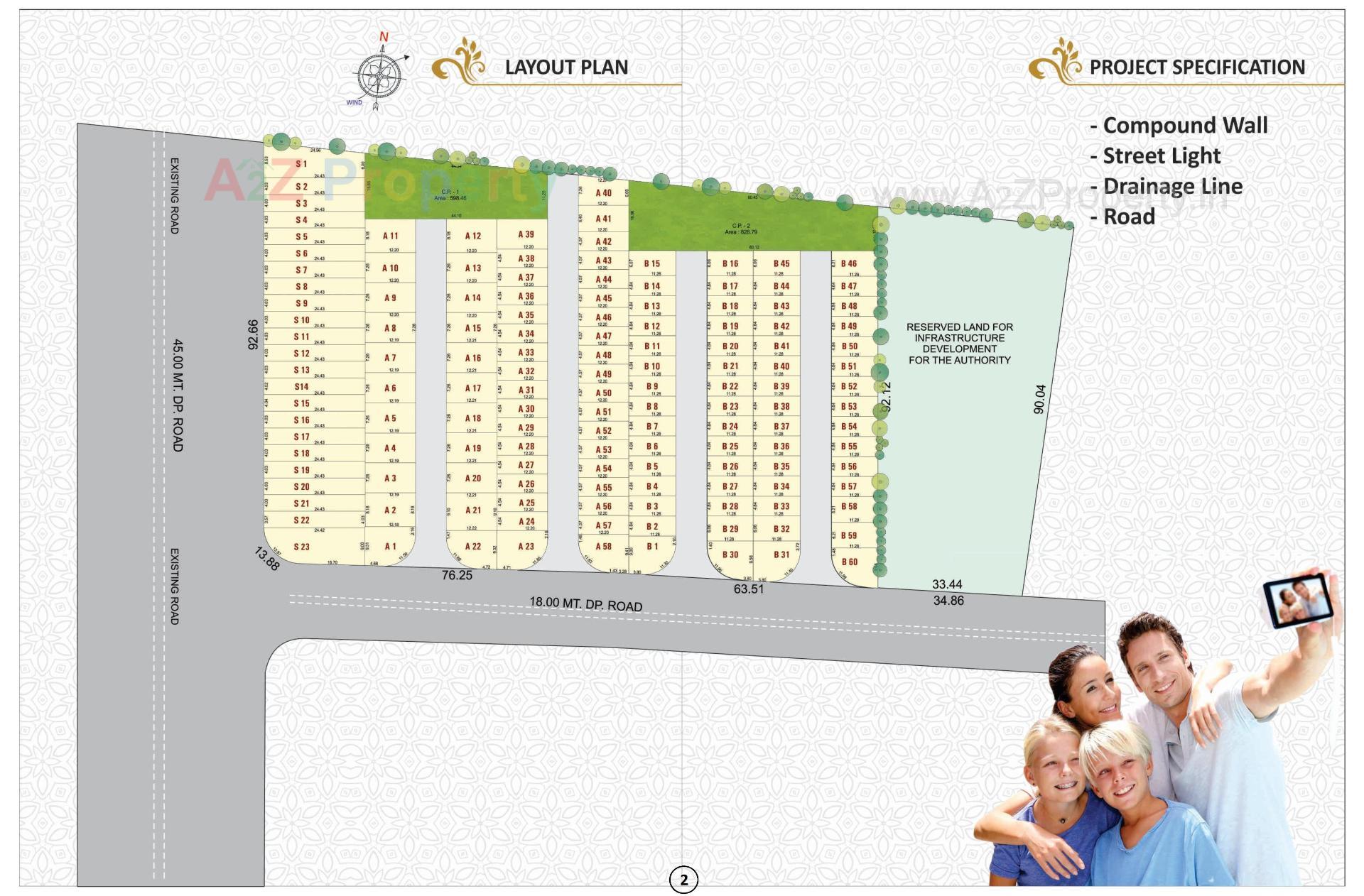 Layout of real estate project Green Residency located at Deladva, Surat, Gujarat