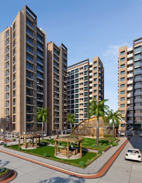 3D Elevation of real estate project Green Tulip located at Vanakla, Surat, Gujarat