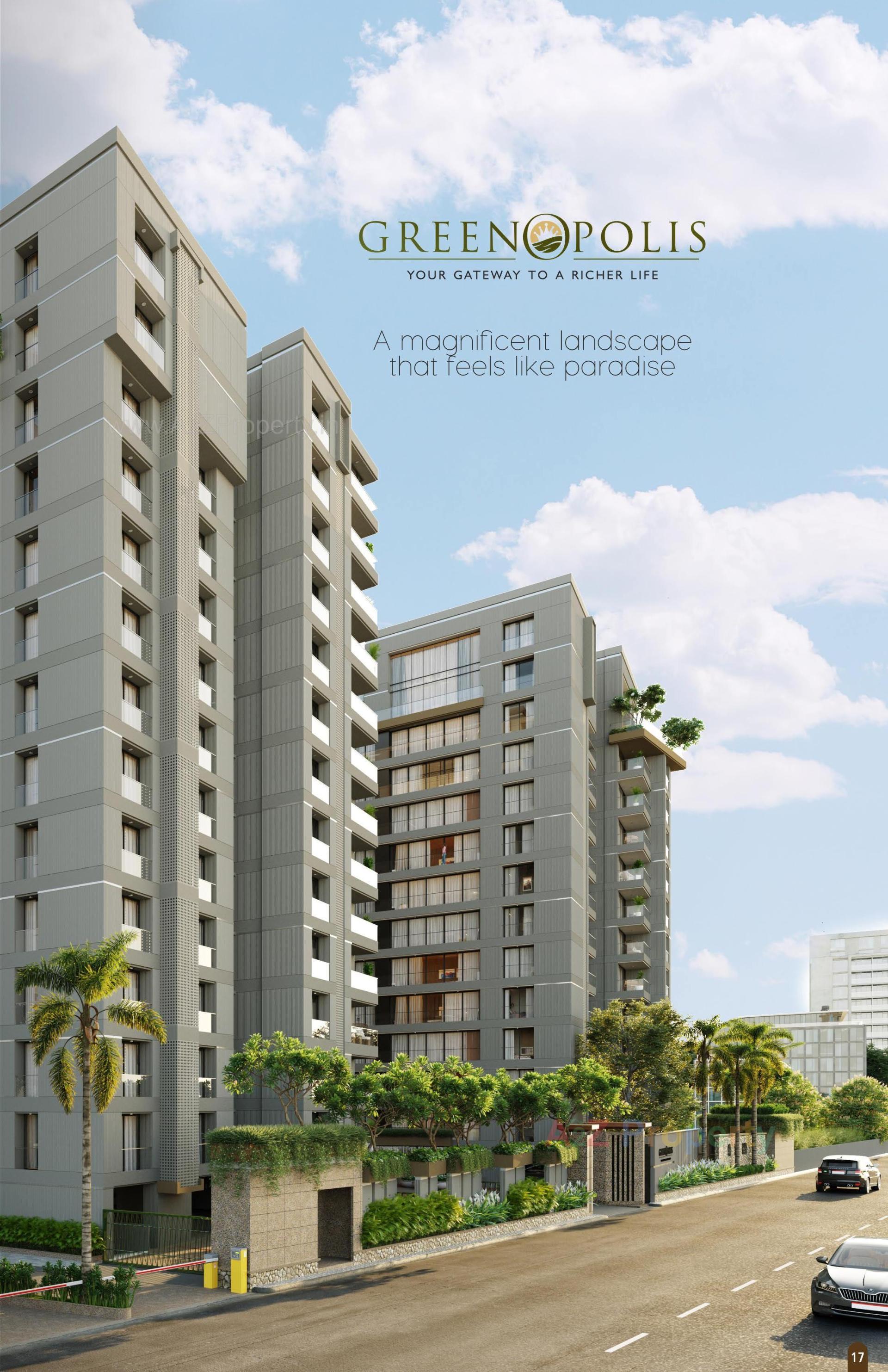 3D Elevation of real estate project Greenopolis located at Vesu, Surat, Gujarat