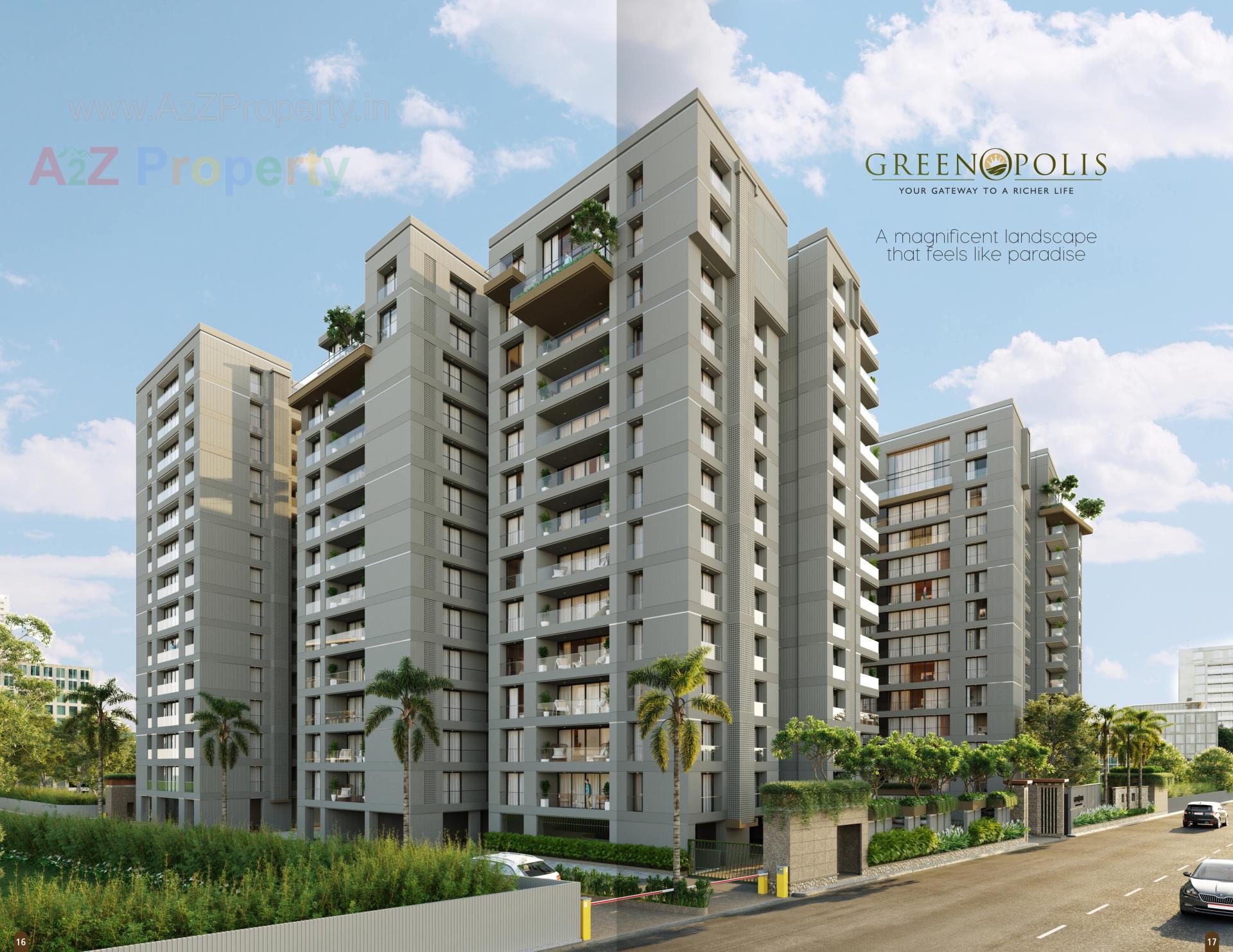 3D Elevation of real estate project Greenopolis located at Vesu, Surat, Gujarat