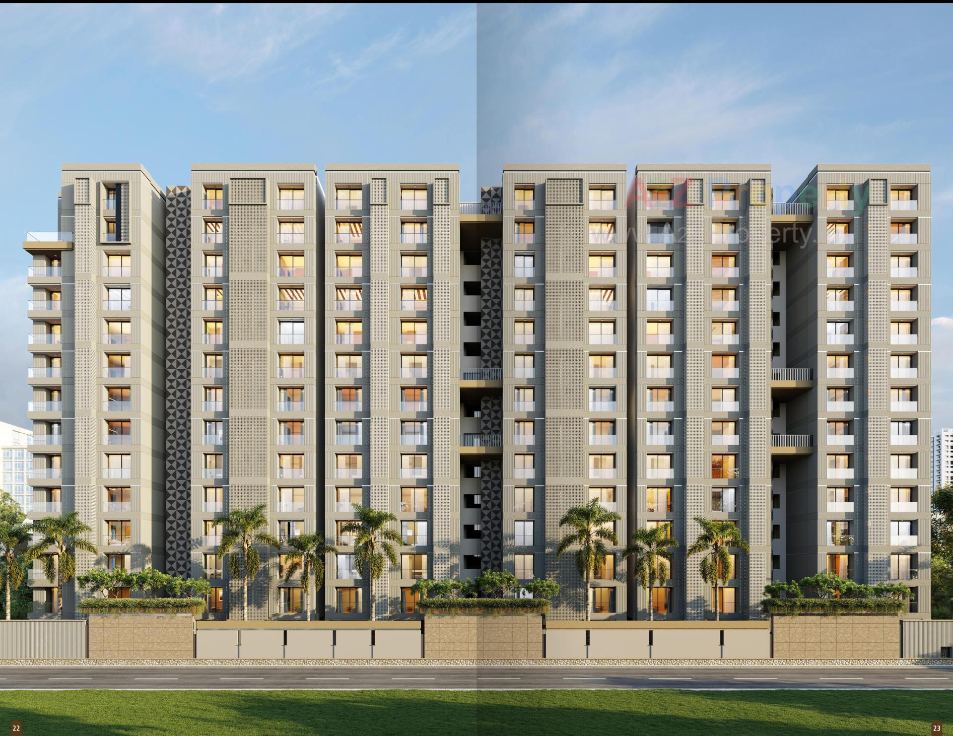 3D Elevation of real estate project Greenopolis located at Vesu, Surat, Gujarat