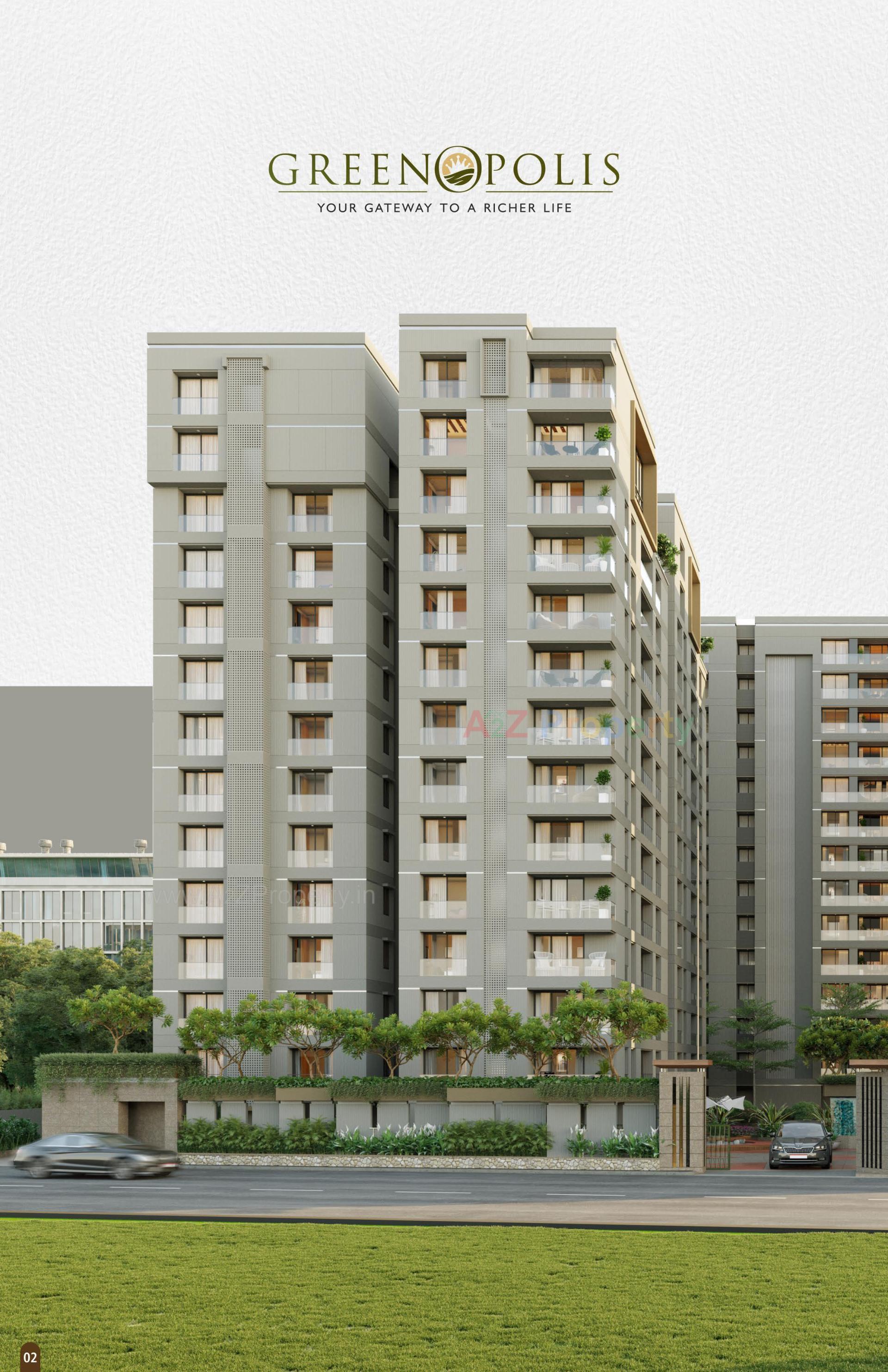 3D Elevation of real estate project Greenopolis located at Vesu, Surat, Gujarat