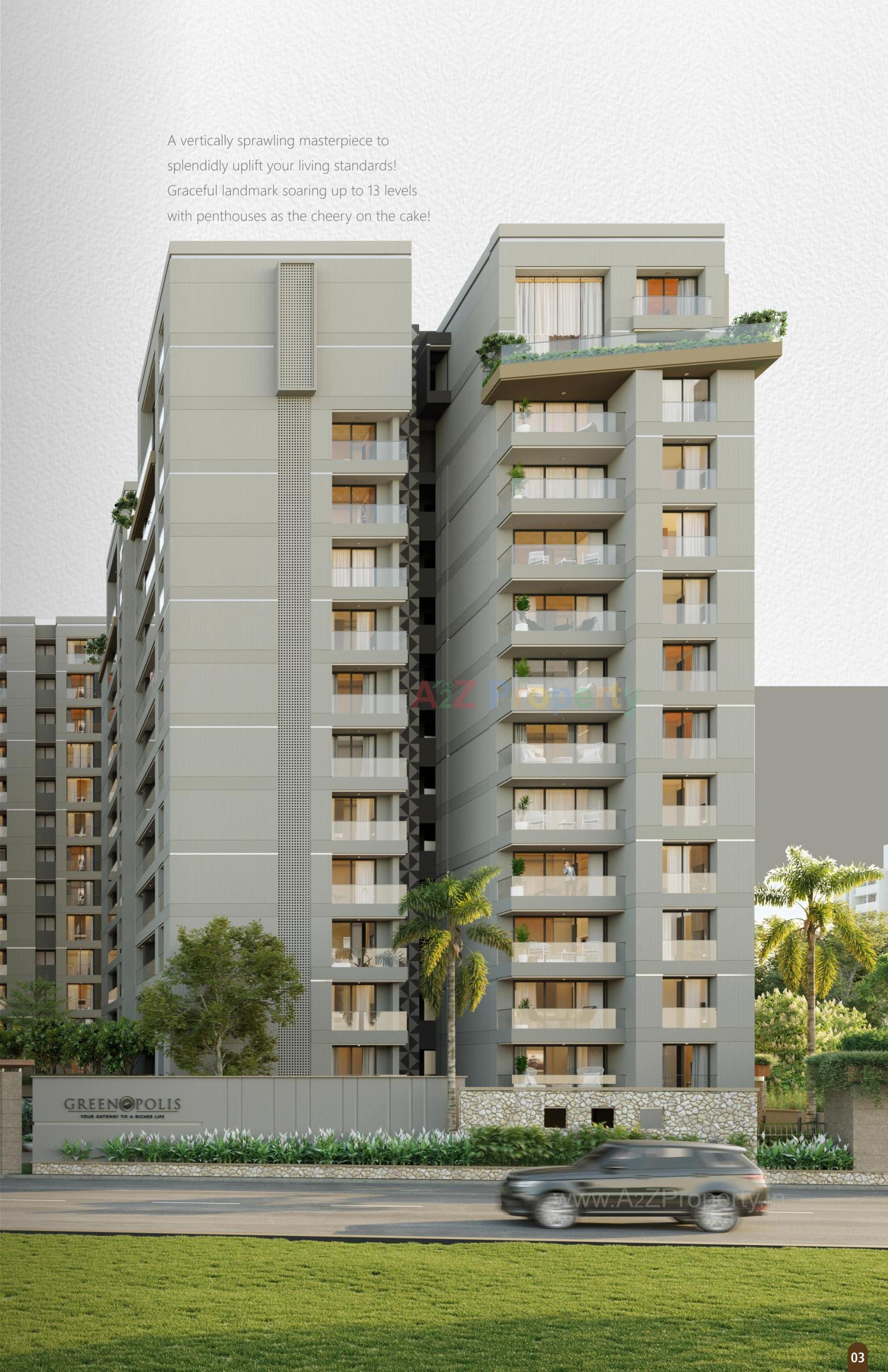 3D Elevation of real estate project Greenopolis located at Vesu, Surat, Gujarat