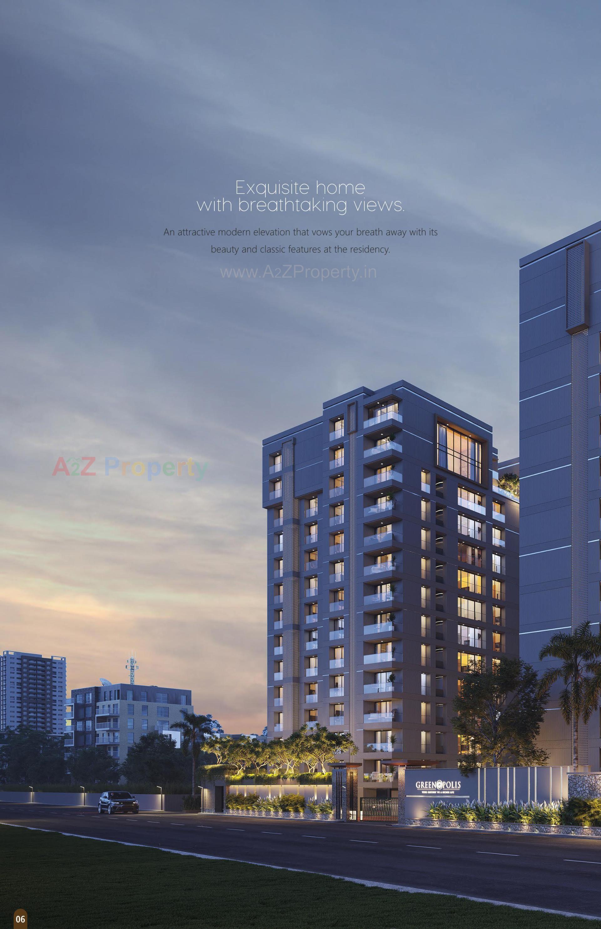 3D Elevation of real estate project Greenopolis located at Vesu, Surat, Gujarat