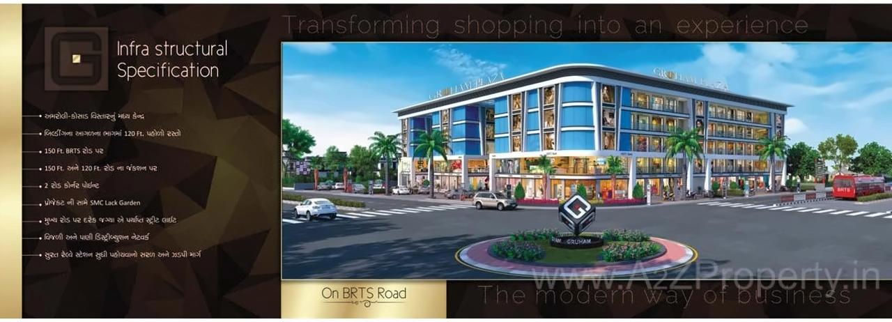 3D Elevation of real estate project Gruham Plaza located at Kosad, Surat, Gujarat