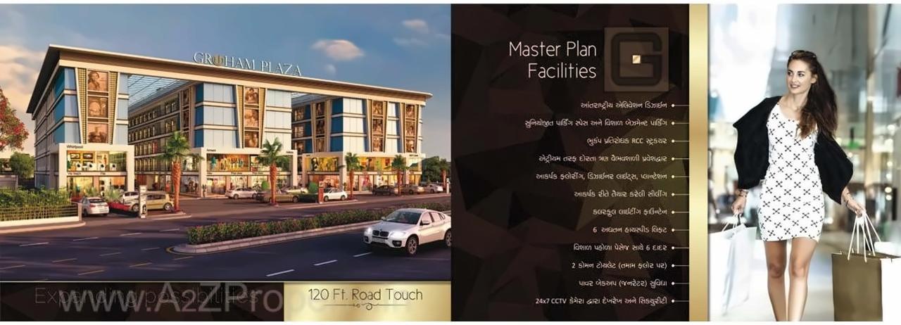 3D Elevation of real estate project Gruham Plaza located at Kosad, Surat, Gujarat