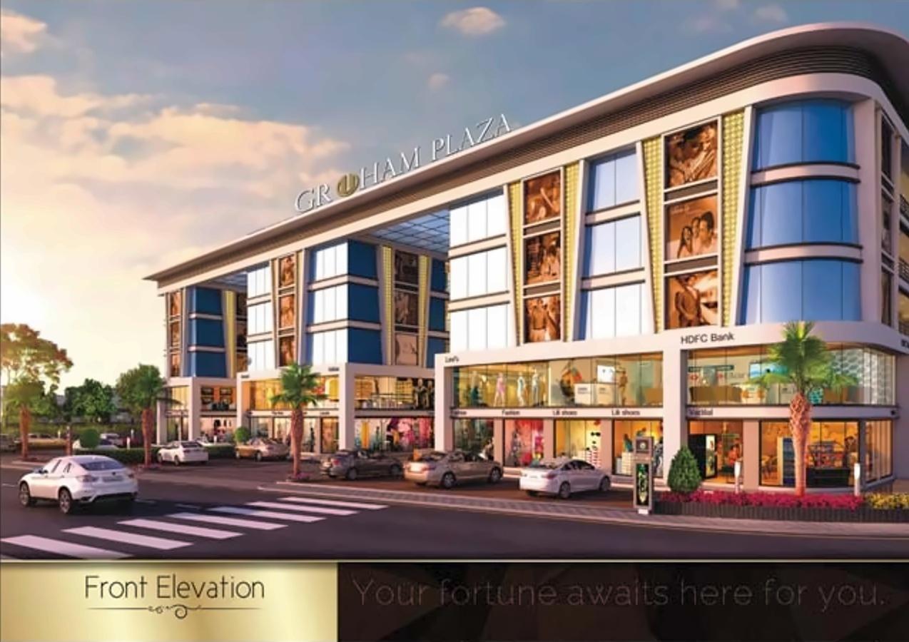 3D Elevation of real estate project Gruham Plaza located at Kosad, Surat, Gujarat