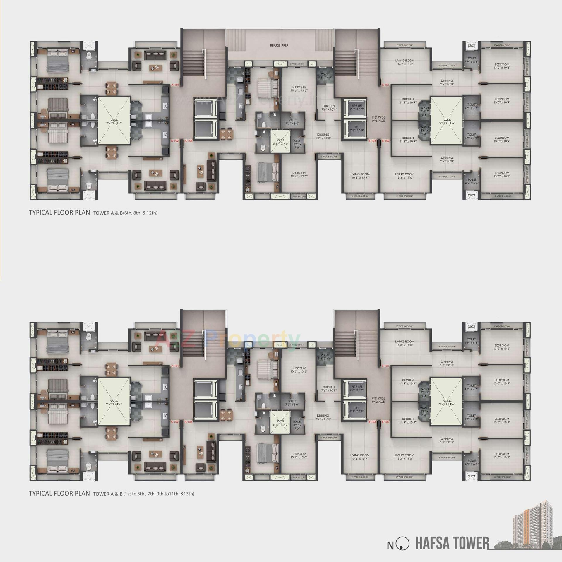 Layout of real estate project Hafsa Tower located at Rander, Surat, Gujarat