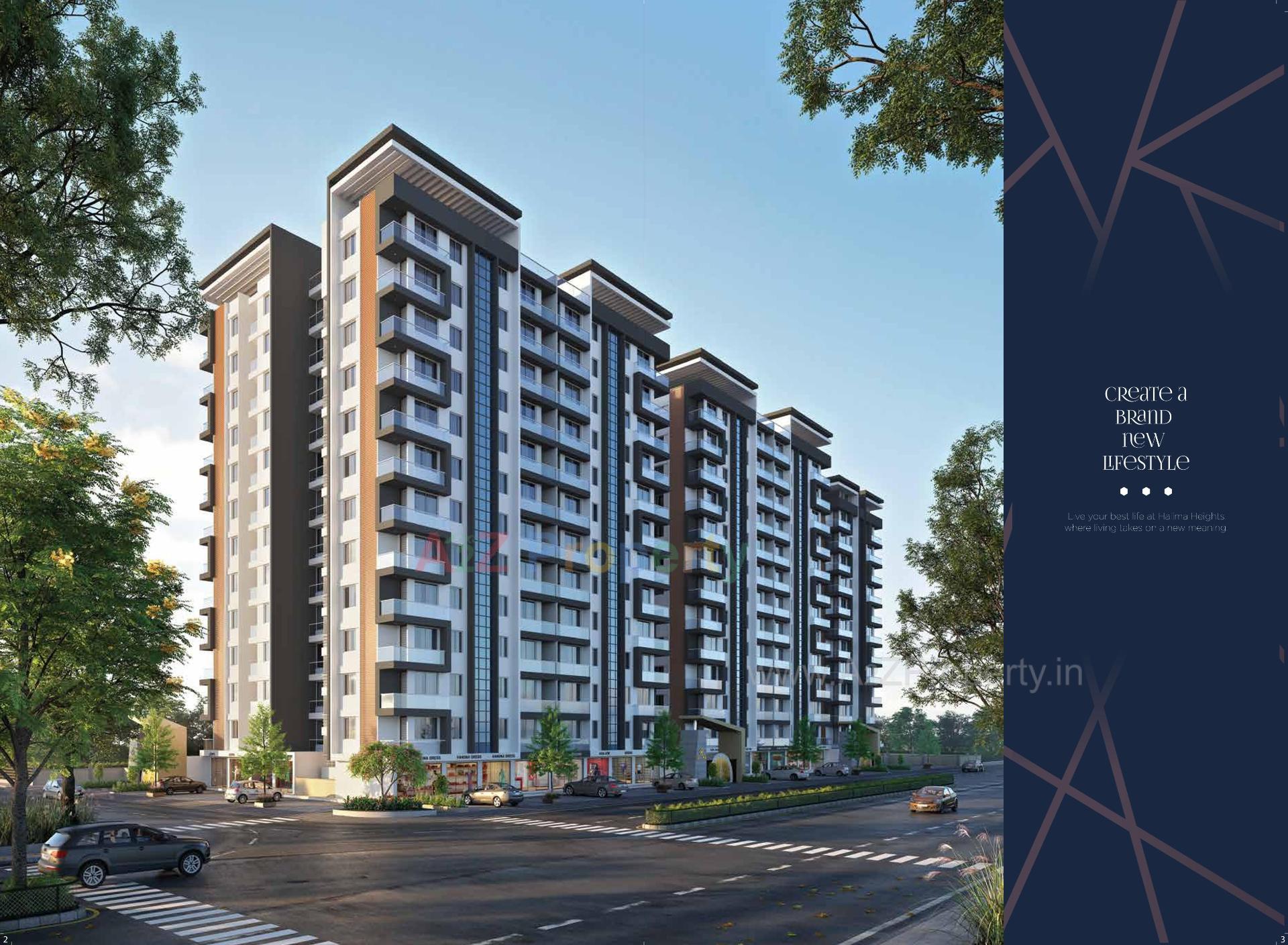 3D Elevation of real estate project Halima Heights located at Bhabheni, Surat, Gujarat