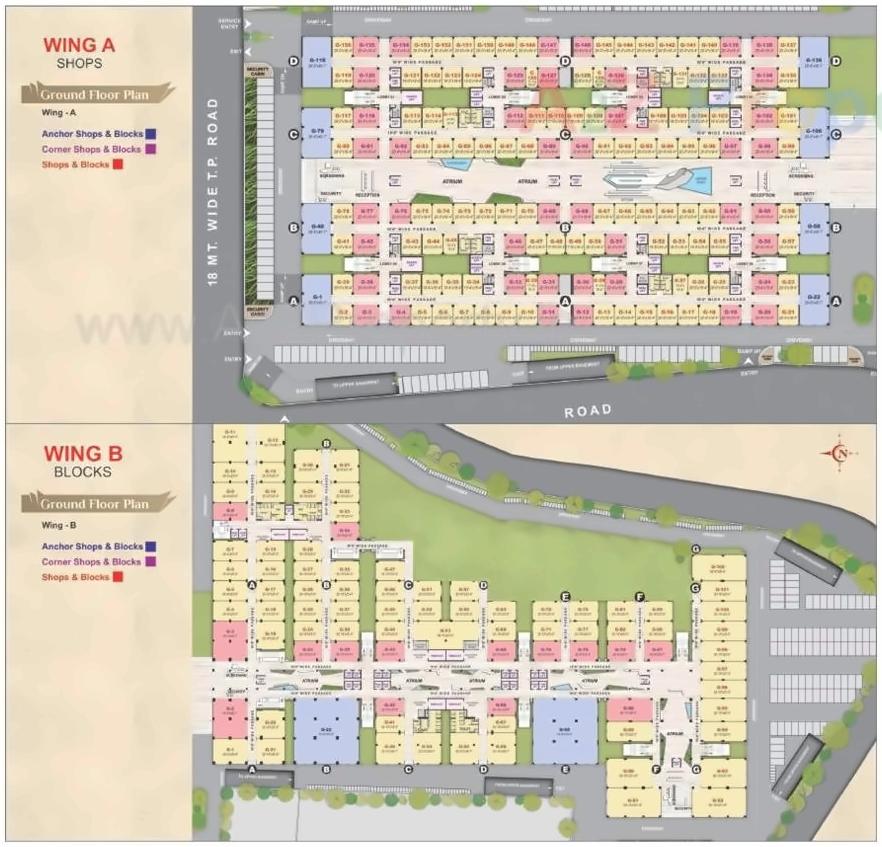 Layout of real estate project Happy Benchmark Textile Hub located at Dumbhal, Surat, Gujarat