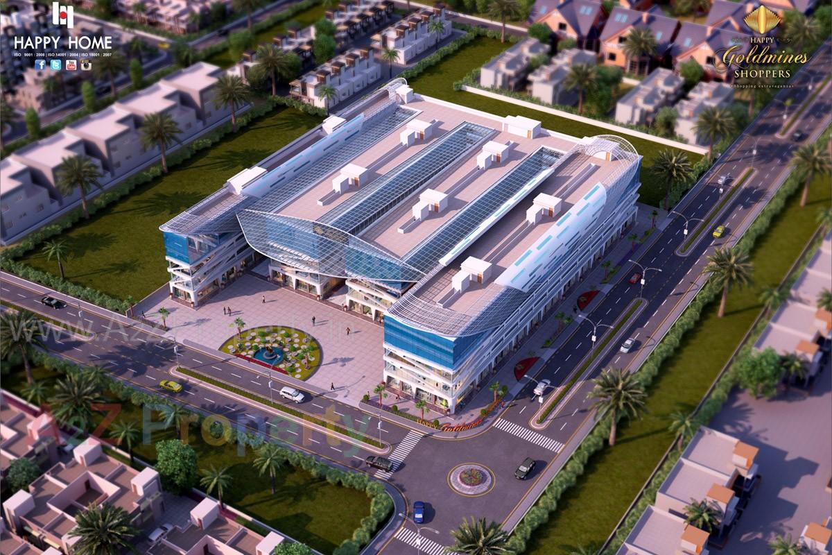 3D Elevation of real estate project Happy Goldmines Shoppers located at Surat, Surat, Gujarat