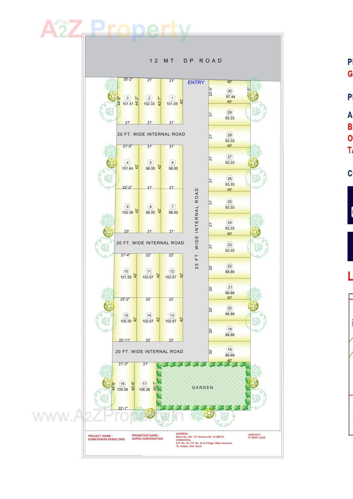 Layout of real estate project Kameshwar Bunglows located at Mo, Surat, Gujarat