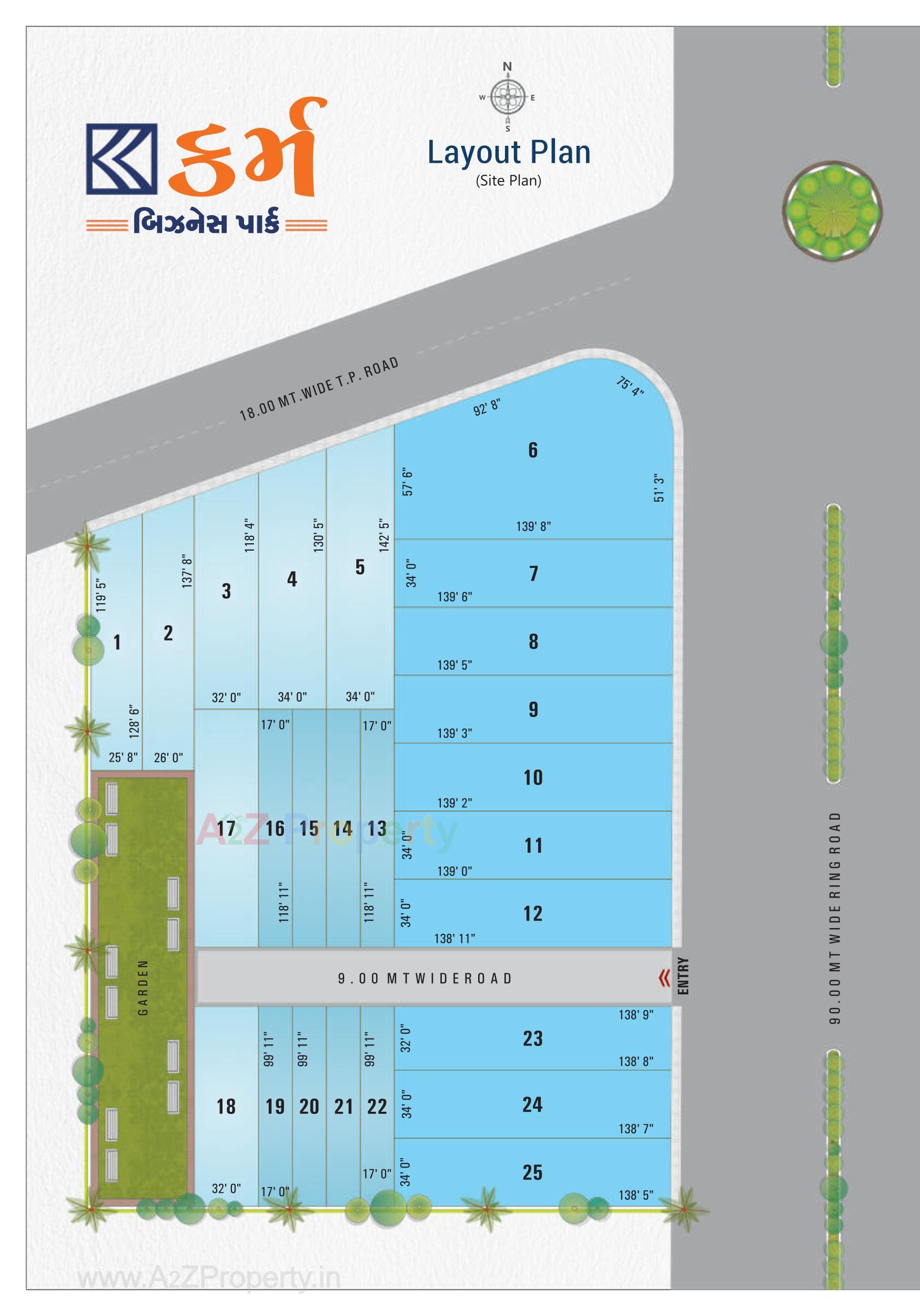 Layout of real estate project Karma Business Park located at Saniya-hemad, Surat, Gujarat