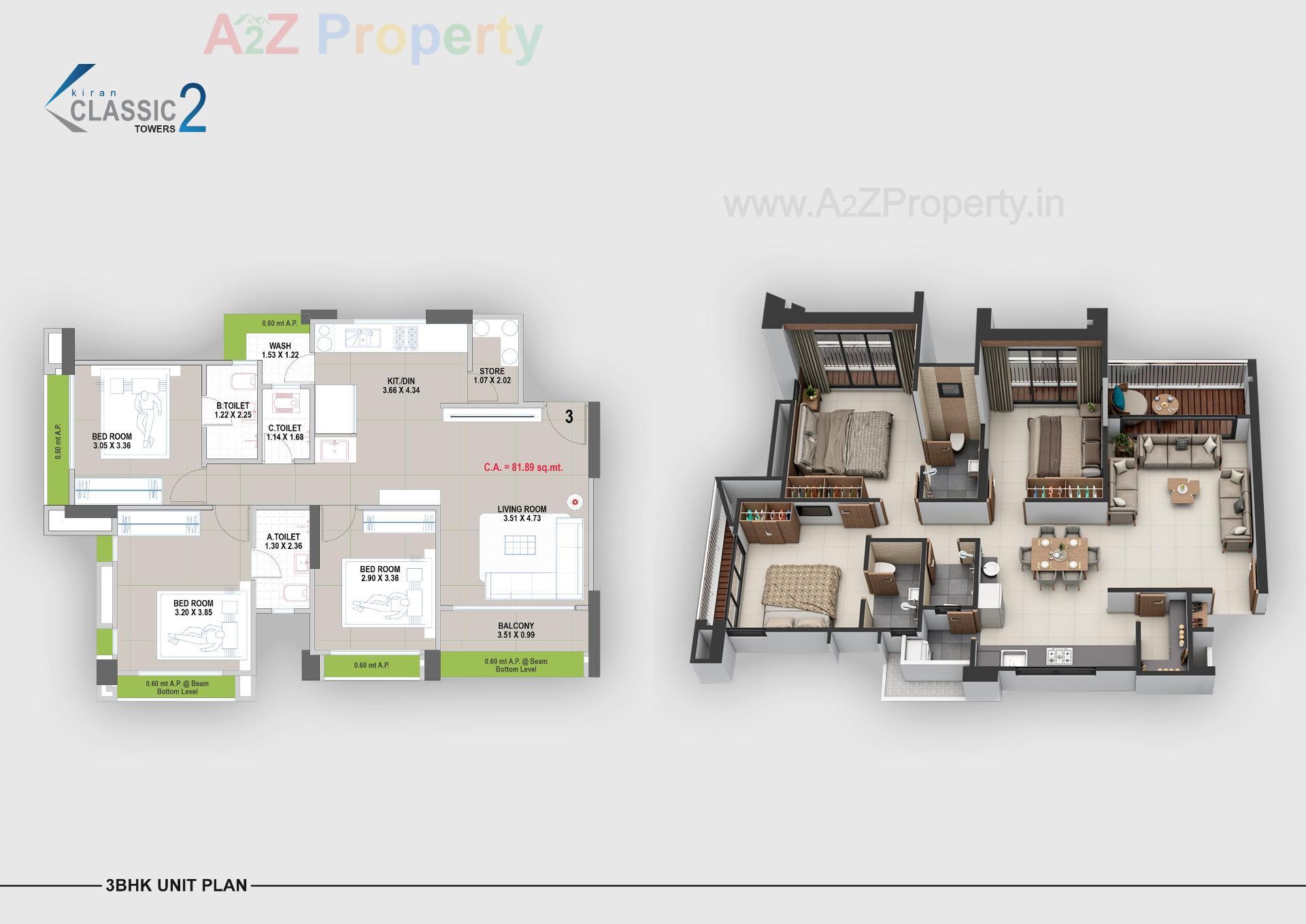 Layout of real estate project Kiran Classic Towers located at Ved, Surat, Gujarat