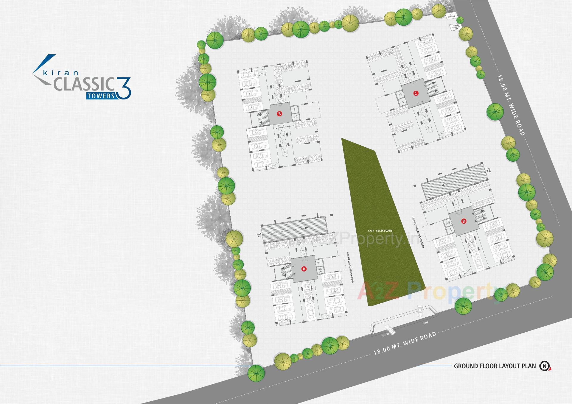 Layout of real estate project Kiran Classic Towers located at Ved, Surat, Gujarat