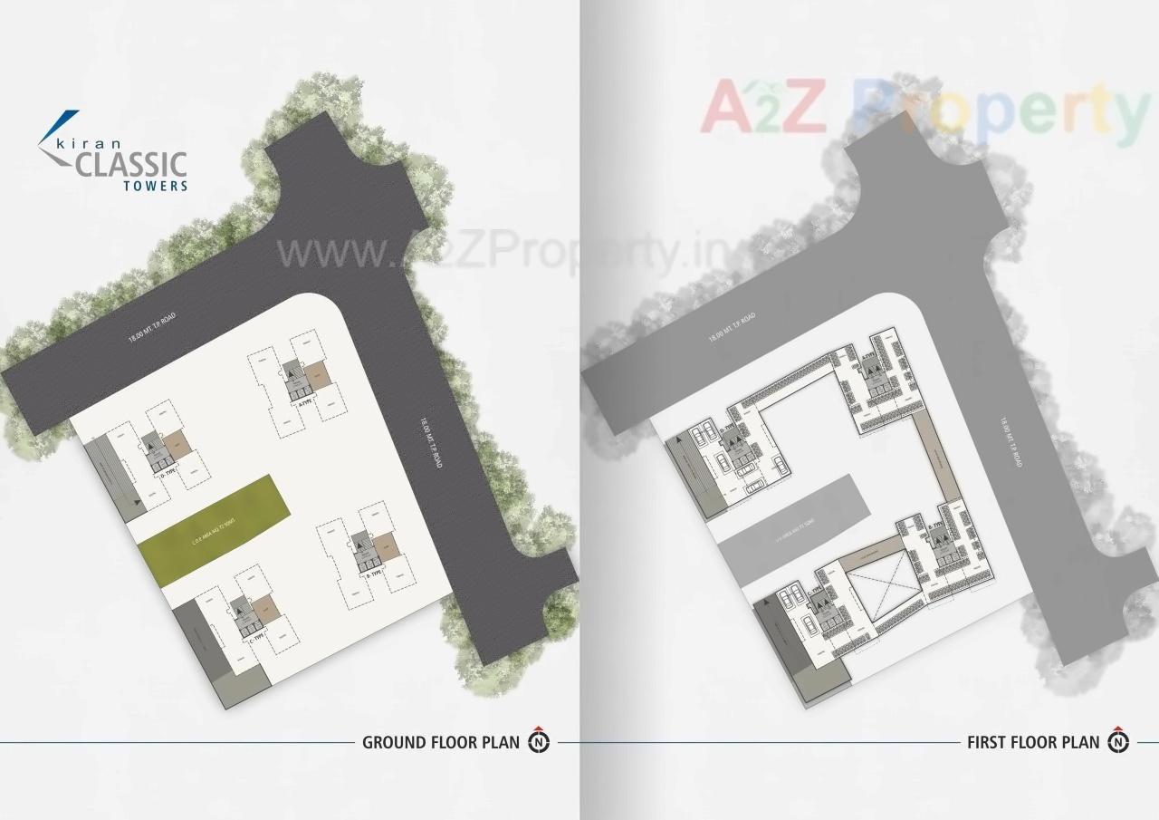 Layout of real estate project Kiran Classic Towers located at Ved, Surat, Gujarat