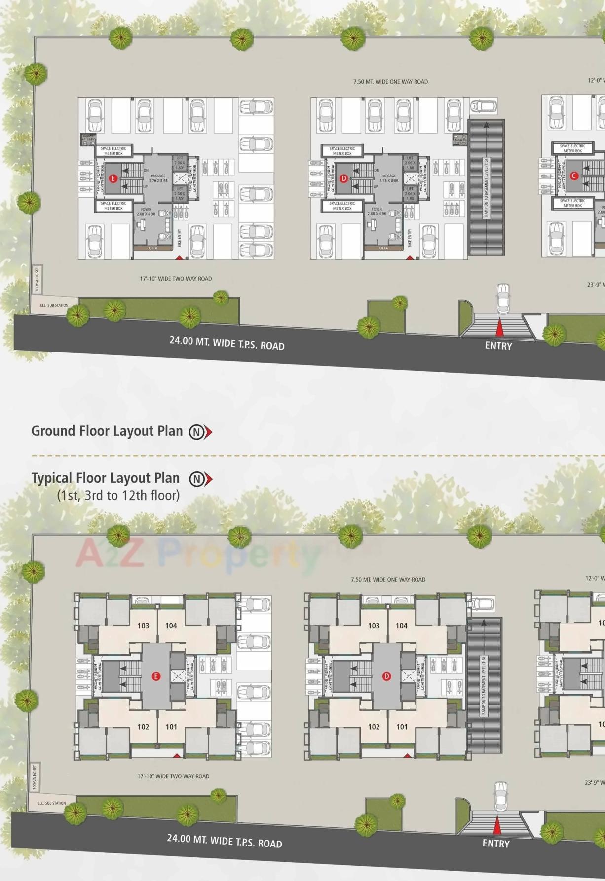 Layout of real estate project Kiran Fortune Tower located at Surat, Surat, Gujarat