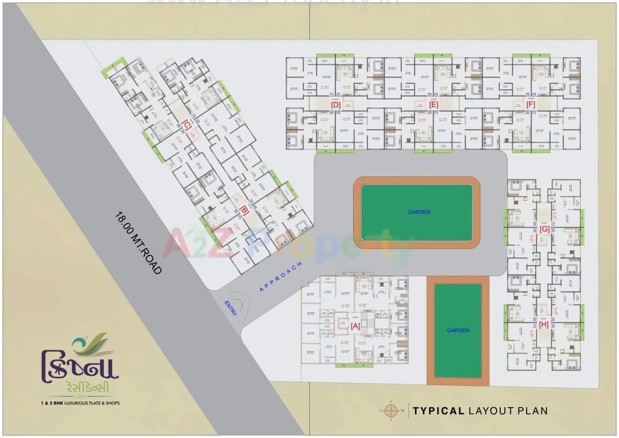 Layout of real estate project Krishna Residency located at Kholvad, Surat, Gujarat