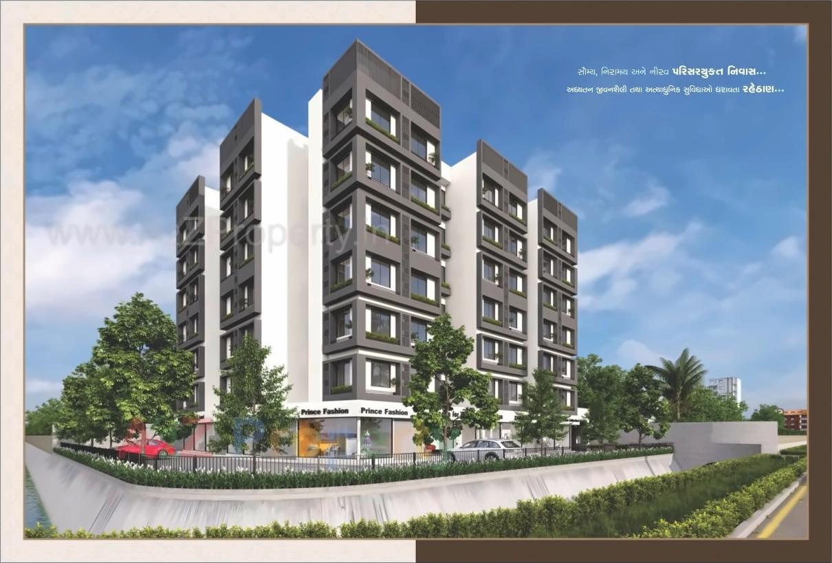 3D Elevation of real estate project Krishna Residency located at Devadh, Surat, Gujarat