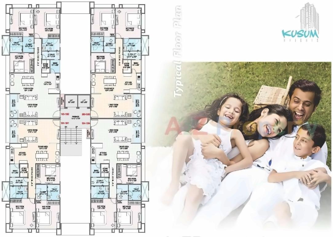 Layout of real estate project Kusum Hieghts located at Bhatha, Surat, Gujarat